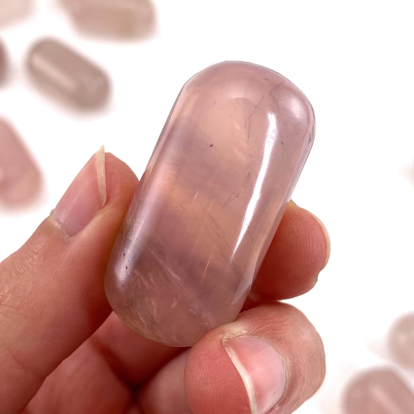 ONE Polished Rose Quartz, natural rose quartz, tumbled rose quartz, rose quartz tumble, rose quartz palm stone