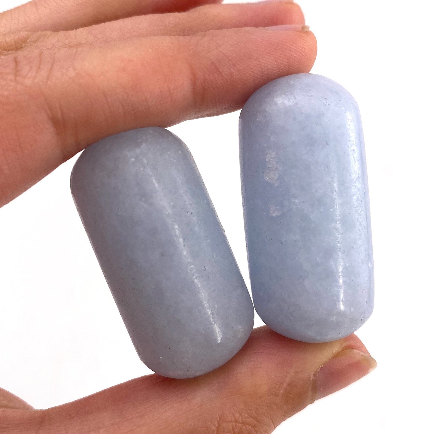 ONE Polished Blue Calcite, blue calcite, tumbled blue calcite, polished blue calcite, blue calcite palm stone