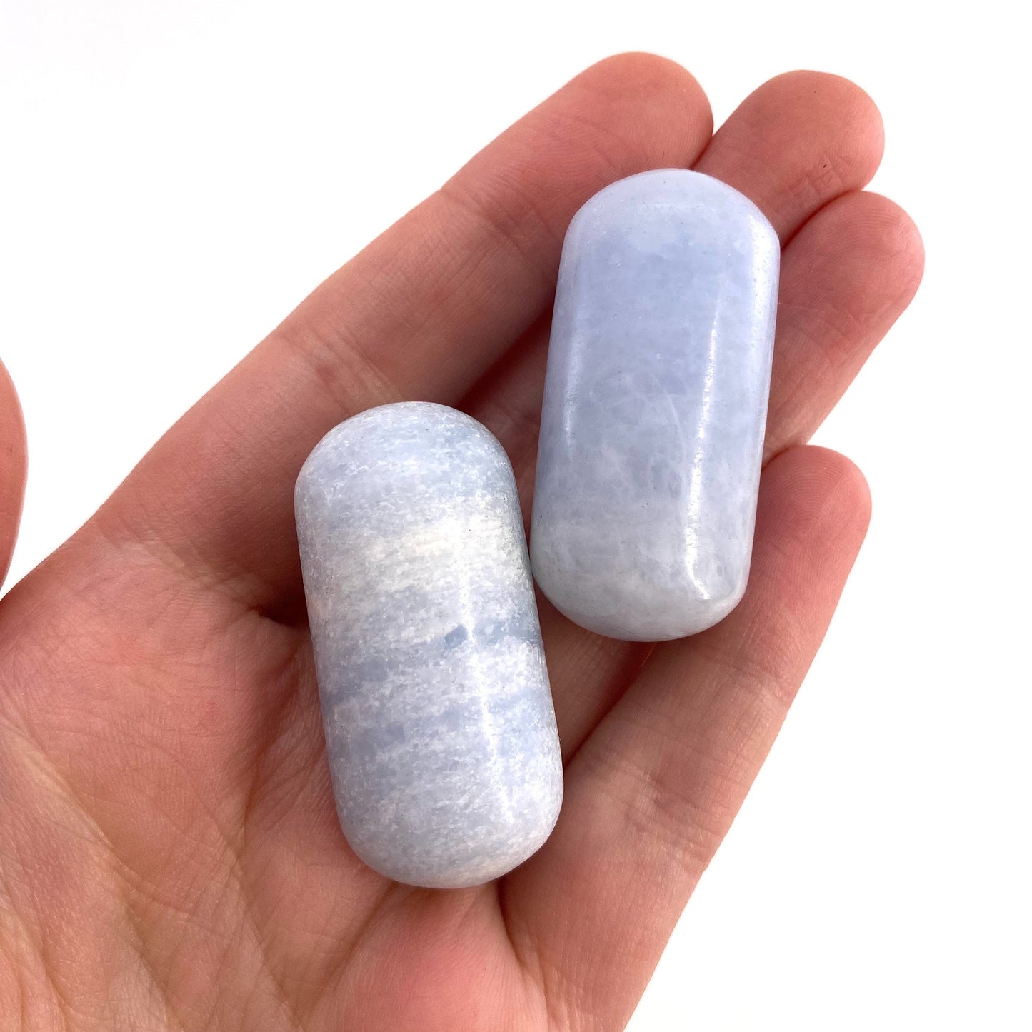 ONE Polished Blue Calcite, blue calcite, tumbled blue calcite, polished blue calcite, blue calcite palm stone