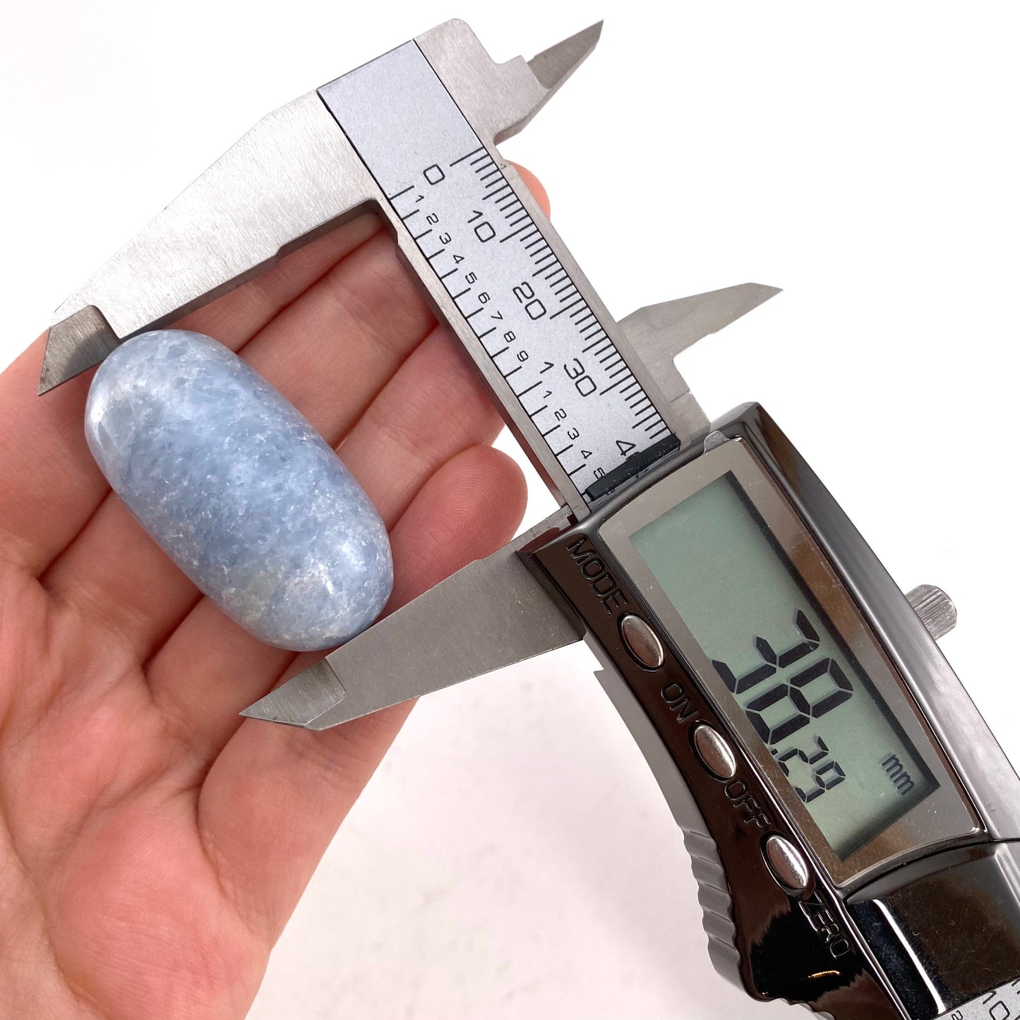 ONE Polished Blue Calcite, blue calcite, tumbled blue calcite, polished blue calcite, blue calcite palm stone