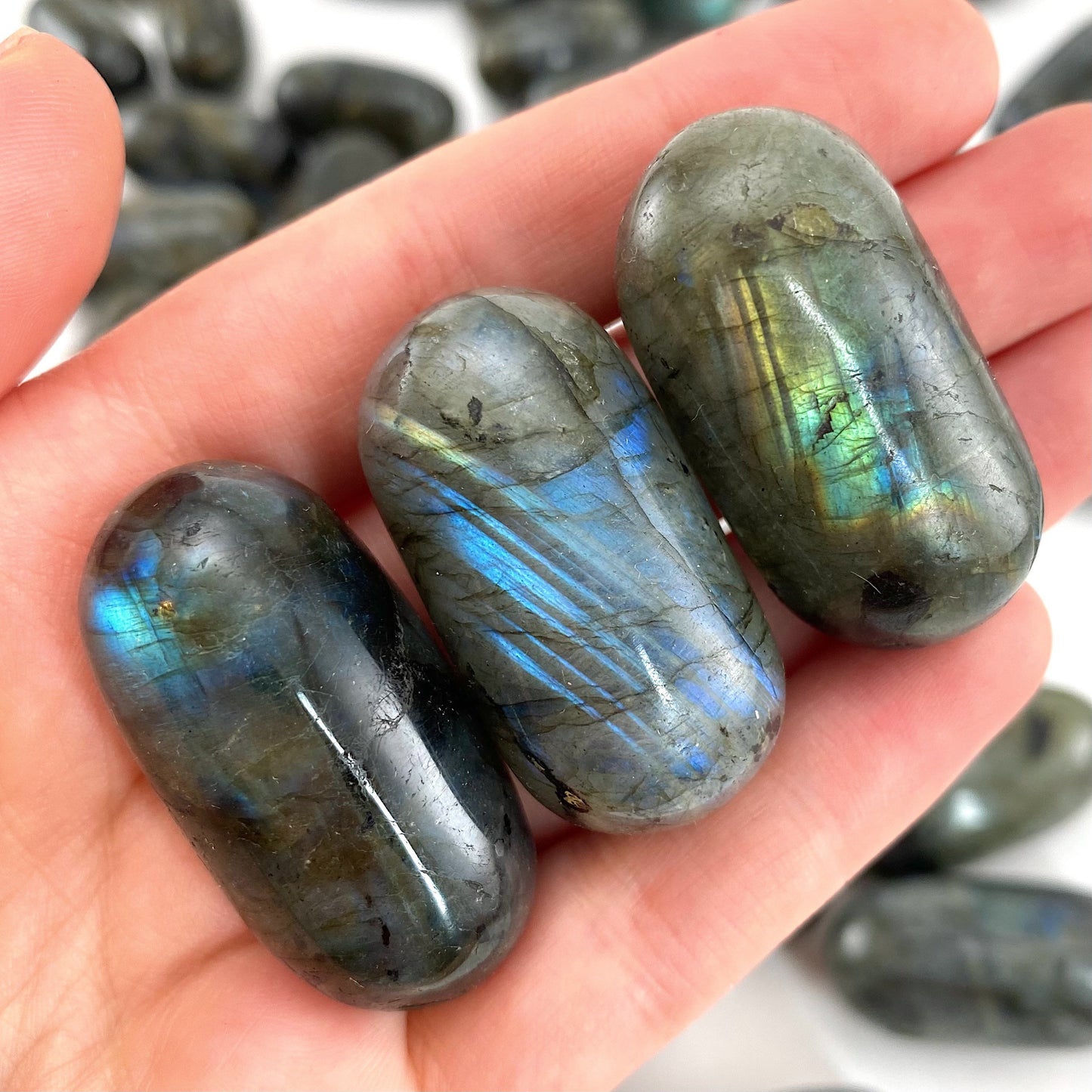 ONE Polished Labradorite, labradorite, tumbled labradorite, blue labradorite, labradorite palm stone