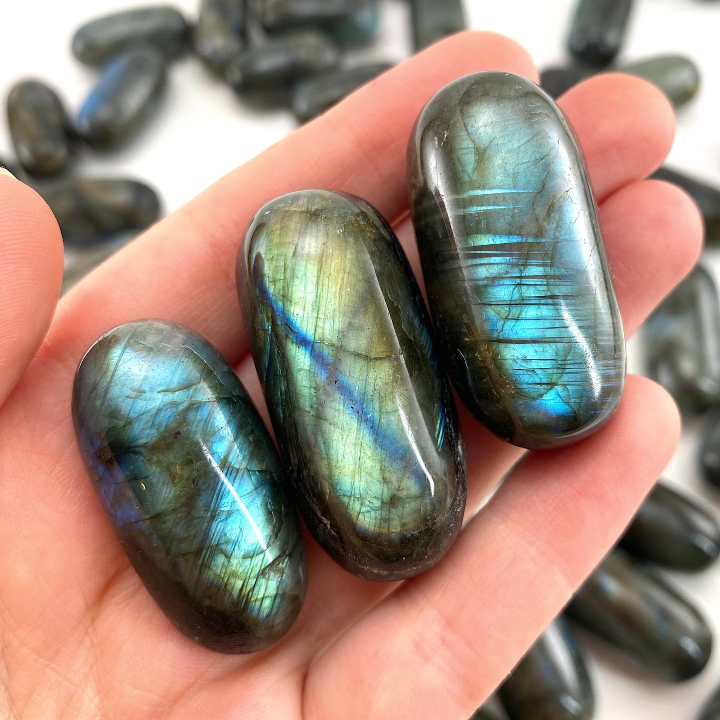 ONE Polished Labradorite, labradorite, tumbled labradorite, blue labradorite, labradorite palm stone
