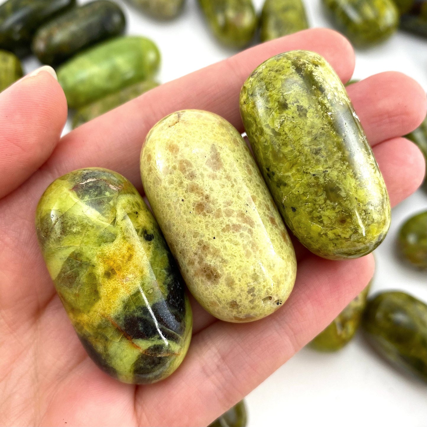 ONE Polished Green Opal, natural green opal, tumbled green opal, green opal tumble, green opal palm stone