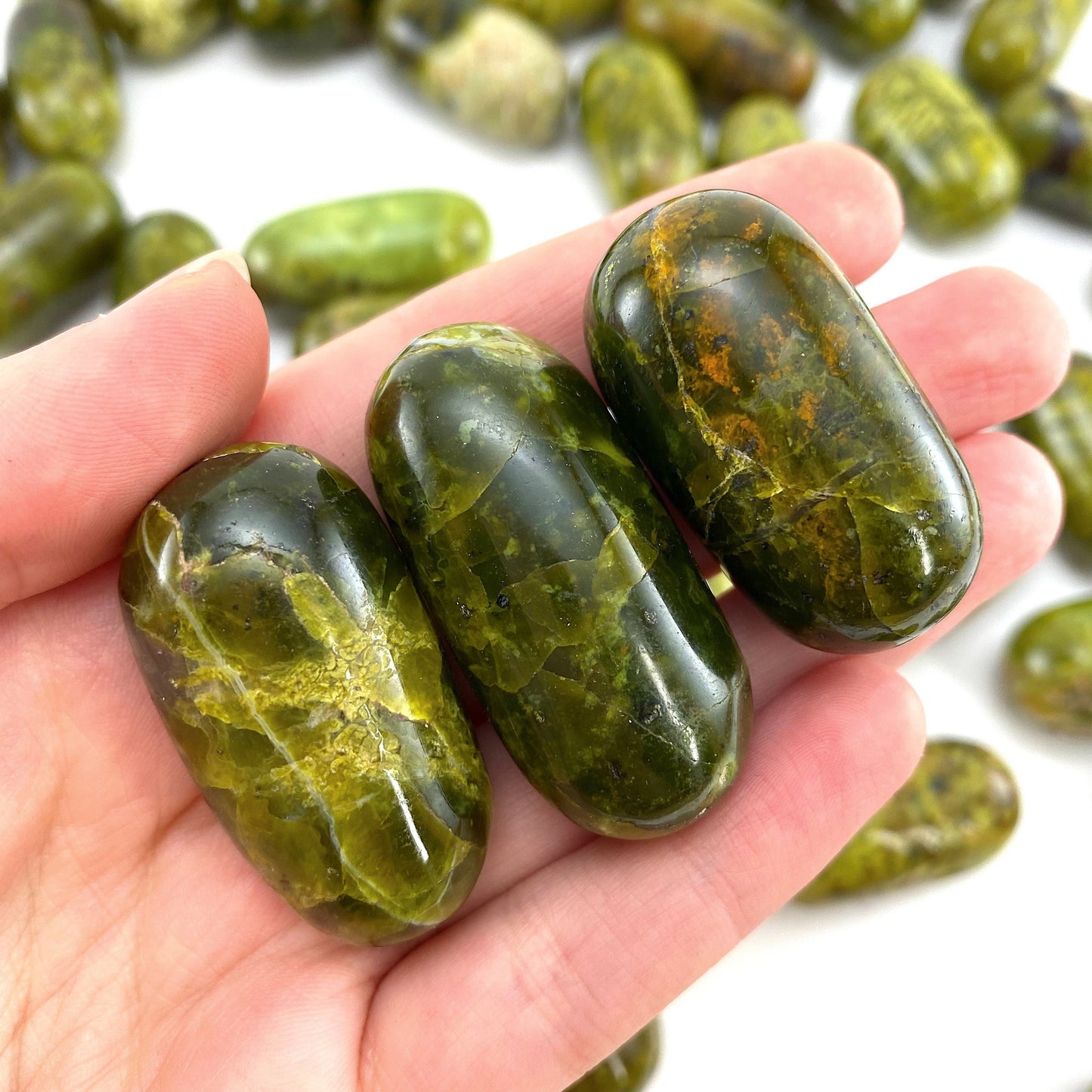 ONE Polished Green Opal, natural green opal, tumbled green opal, green opal tumble, green opal palm stone