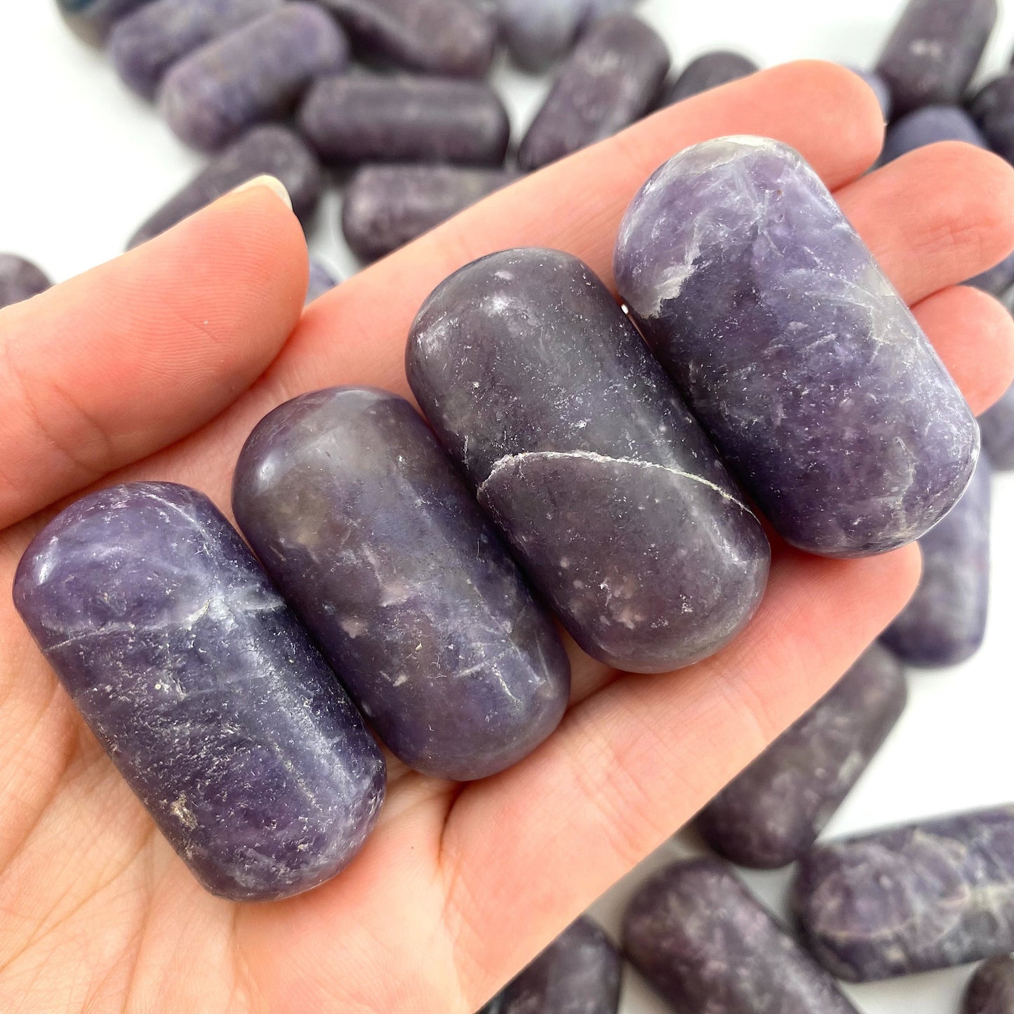 ONE Polished Lepidolite, purple lepidolite, tumbled lepidolite, lepidolite palm stone