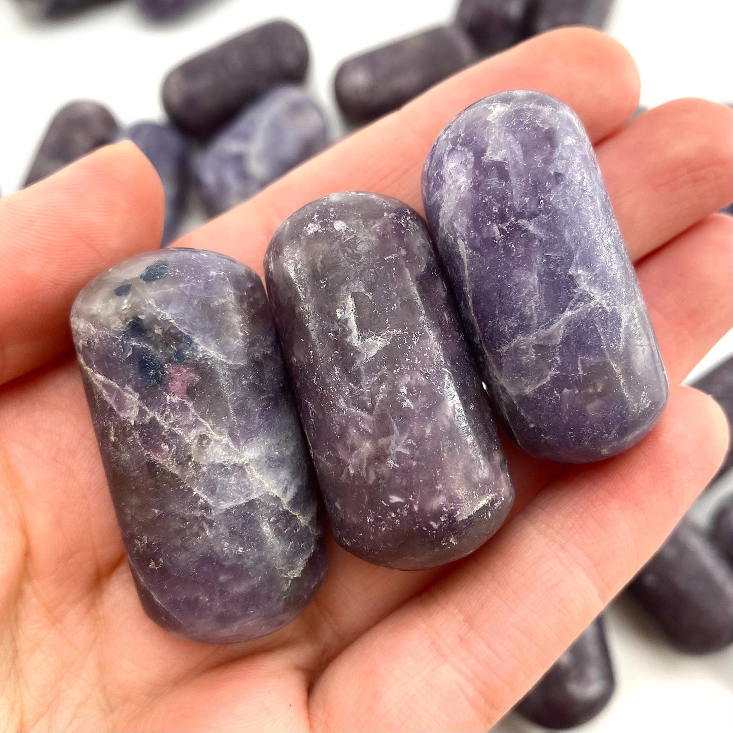 ONE Polished Lepidolite, purple lepidolite, tumbled lepidolite, lepidolite palm stone