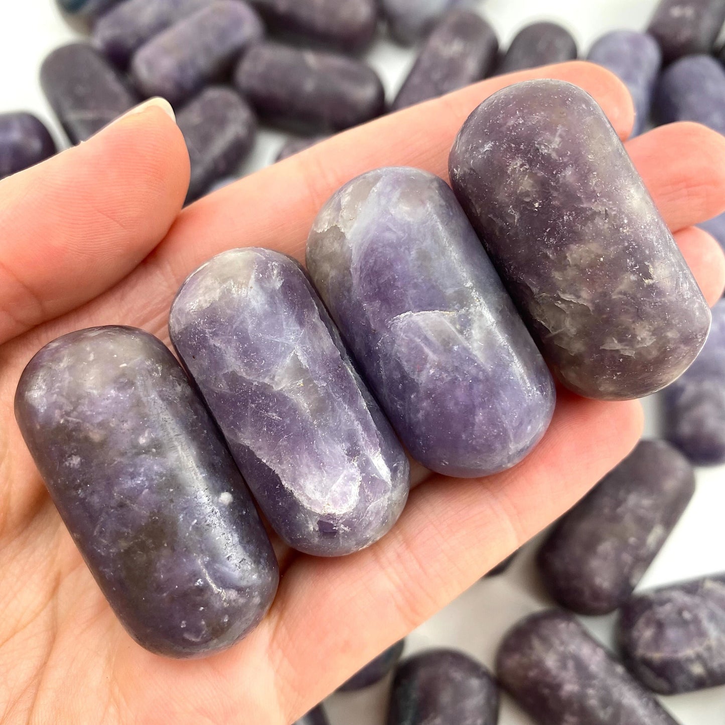 ONE Polished Lepidolite, purple lepidolite, tumbled lepidolite, lepidolite palm stone