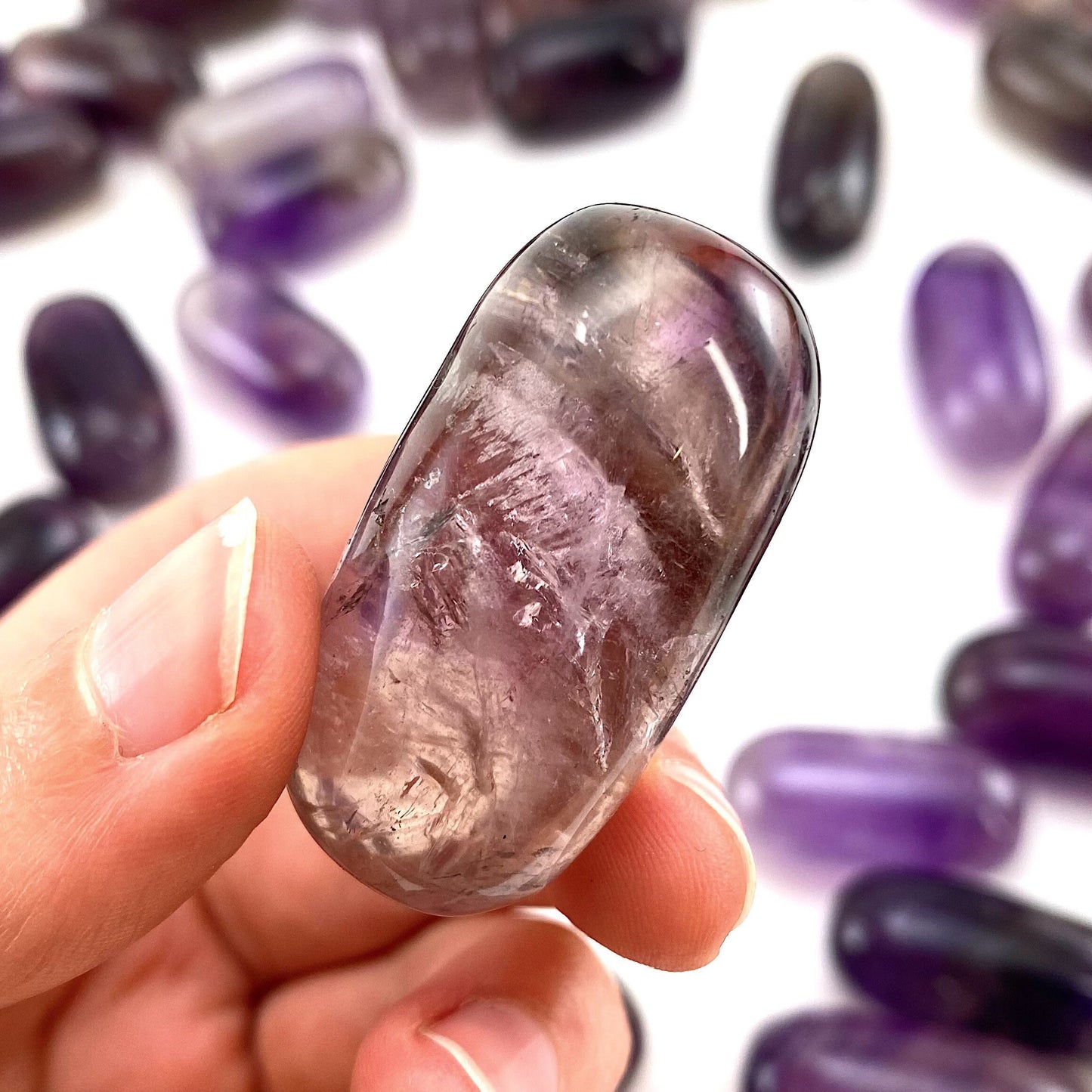 ONE Polished Amethyst, purple amethyst, tumbled amethyst, smoky amethyst