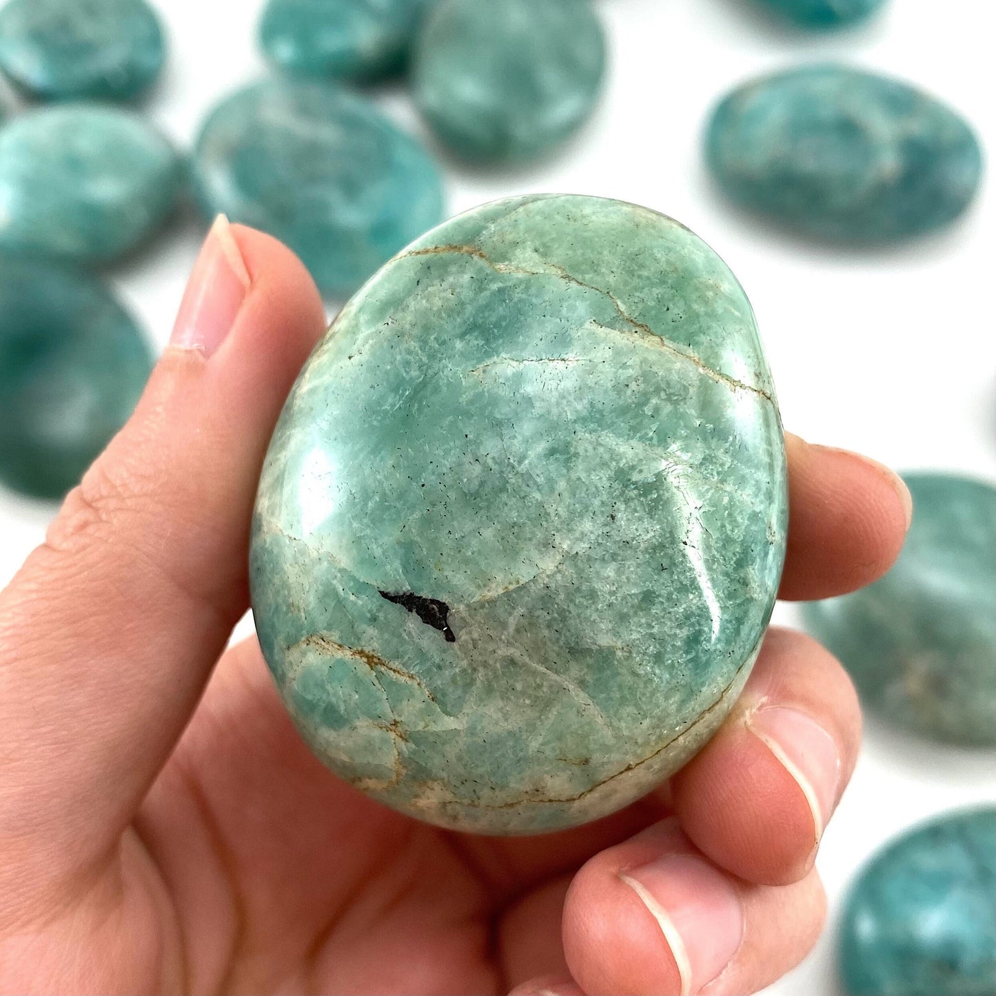 Amazonite Palm stone, amazonite palmstone, pocket stone, worry stone, amazonite