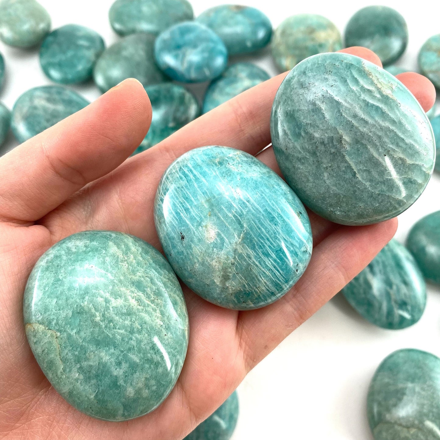 Amazonite Palm stone, amazonite palmstone, pocket stone, worry stone, amazonite