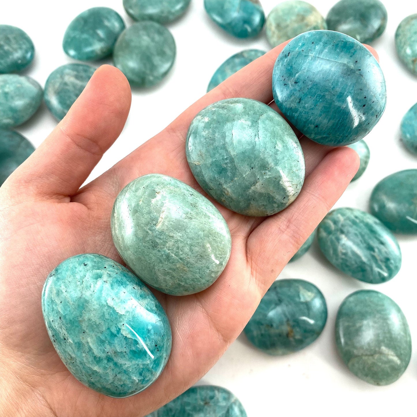Amazonite Palm stone, amazonite palmstone, pocket stone, worry stone, amazonite