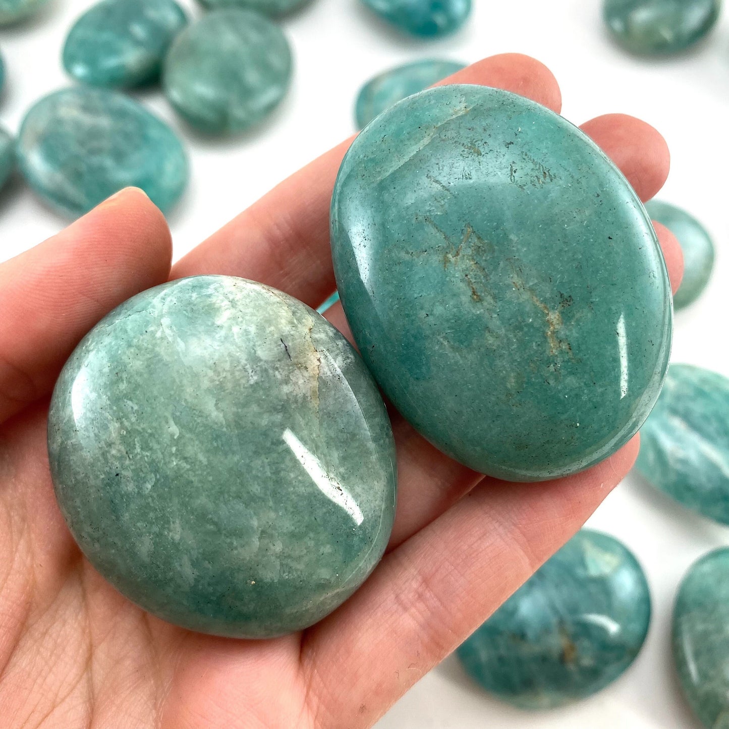 Amazonite Palm stone, amazonite palmstone, pocket stone, worry stone, amazonite