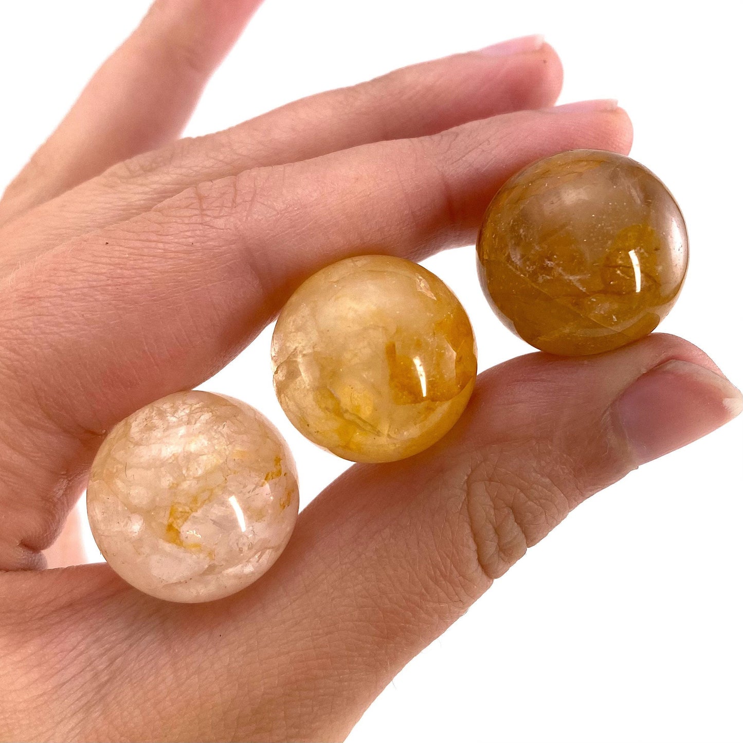 Golden healer quartz sphere, yellow hematoid sphere, crystal ball, crystal sphere, Golden Healer Quartz Palm Stone