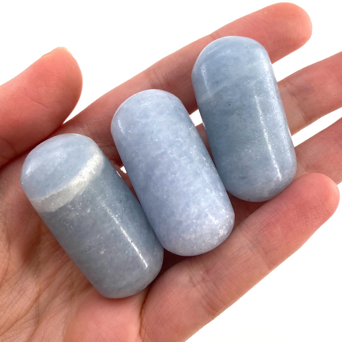 ONE Polished Blue Calcite, blue calcite, tumbled blue calcite, polished blue calcite, blue calcite palm stone