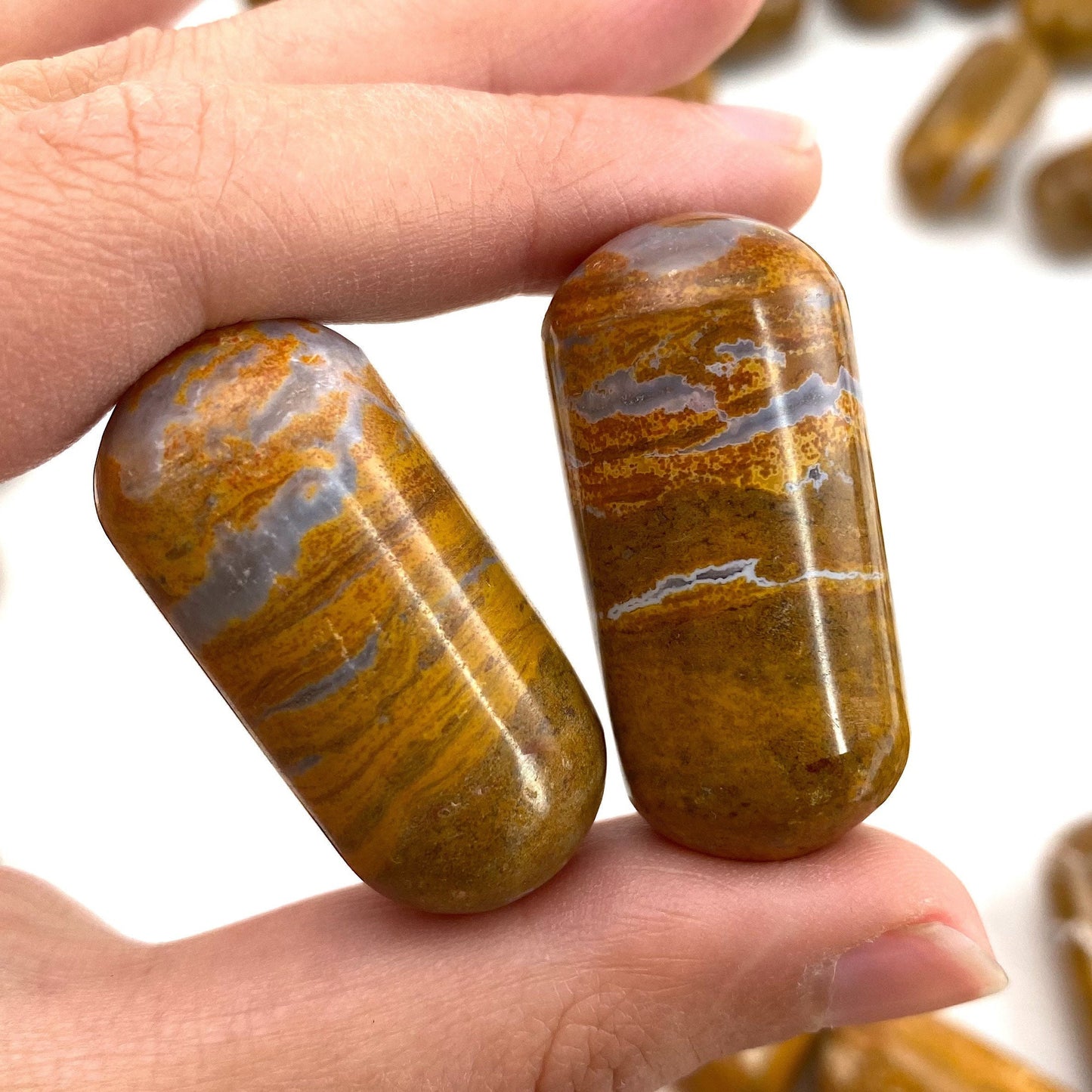Yellow Jasper Worry Stone | Polished Tumbled Crystal Lingam (Solar Plexus Chakra)
