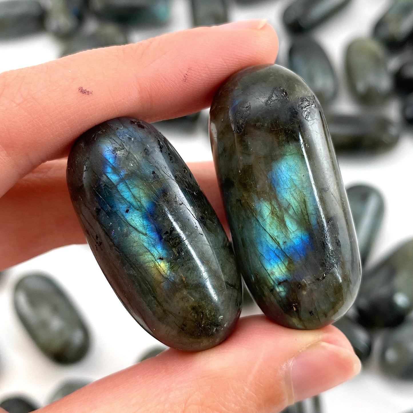 ONE Polished Labradorite, labradorite, tumbled labradorite, blue labradorite, labradorite palm stone
