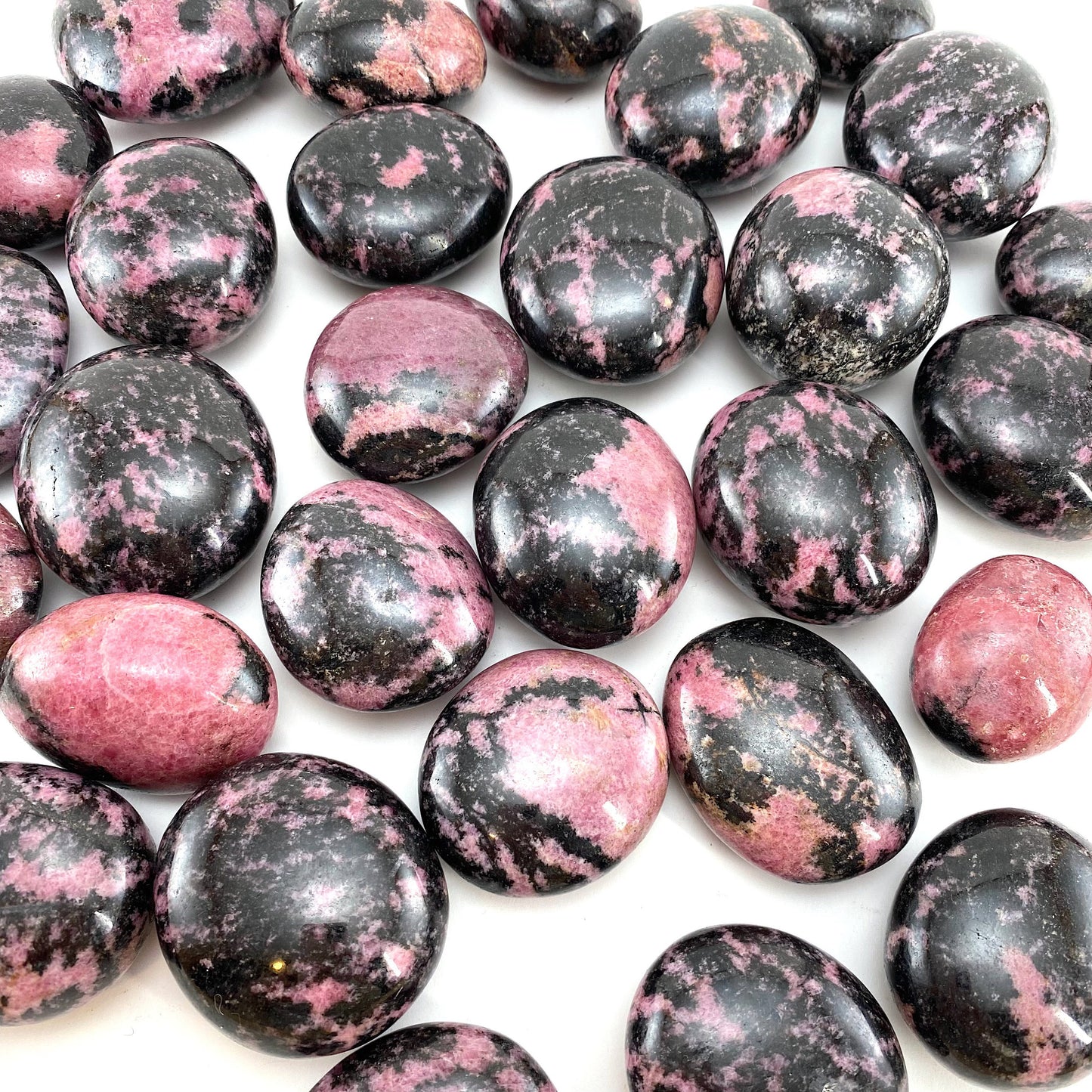 Rhodonite Palm Stone, Rhodonite palmstone, polished Rhodonite, crystal palm stone