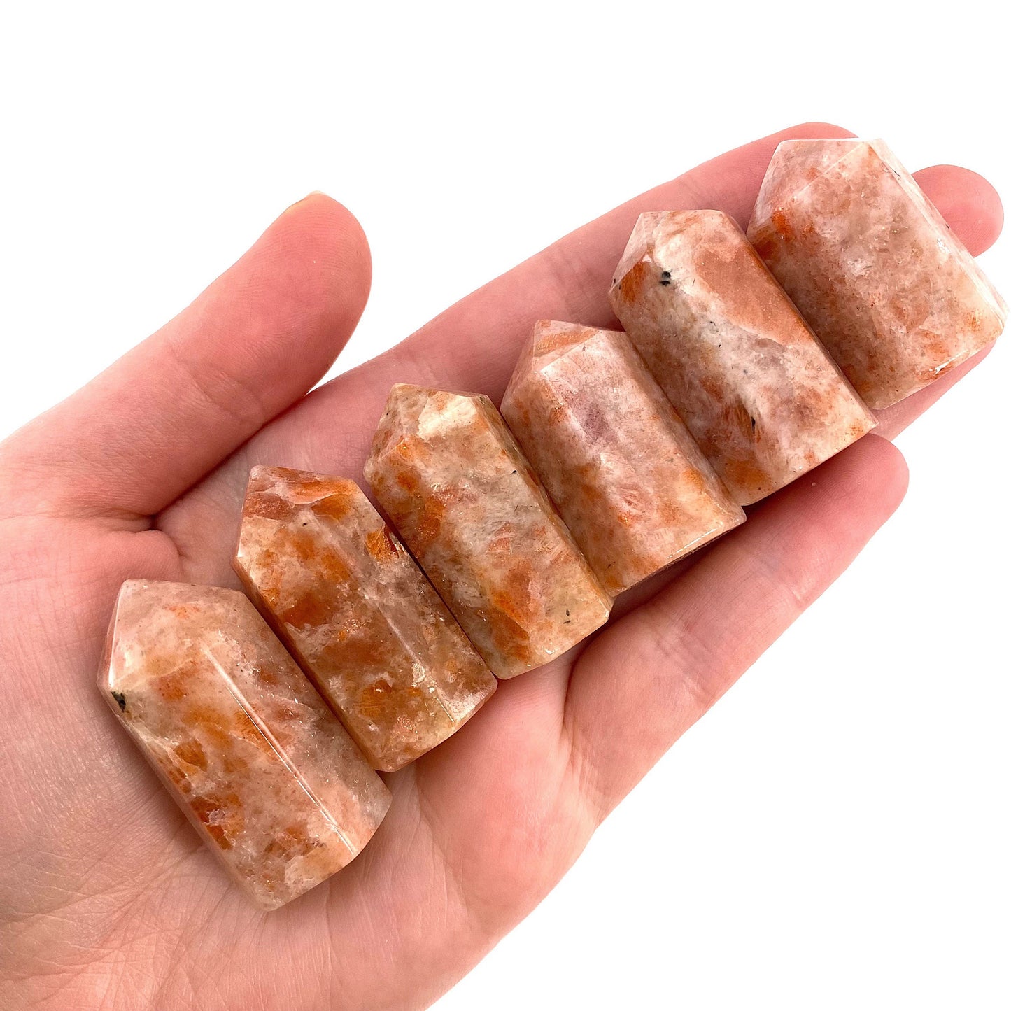 Sunstone Point, orange sunstone point, sunstone mini tower, crystal point, sunstone crystal, flashy sunstone