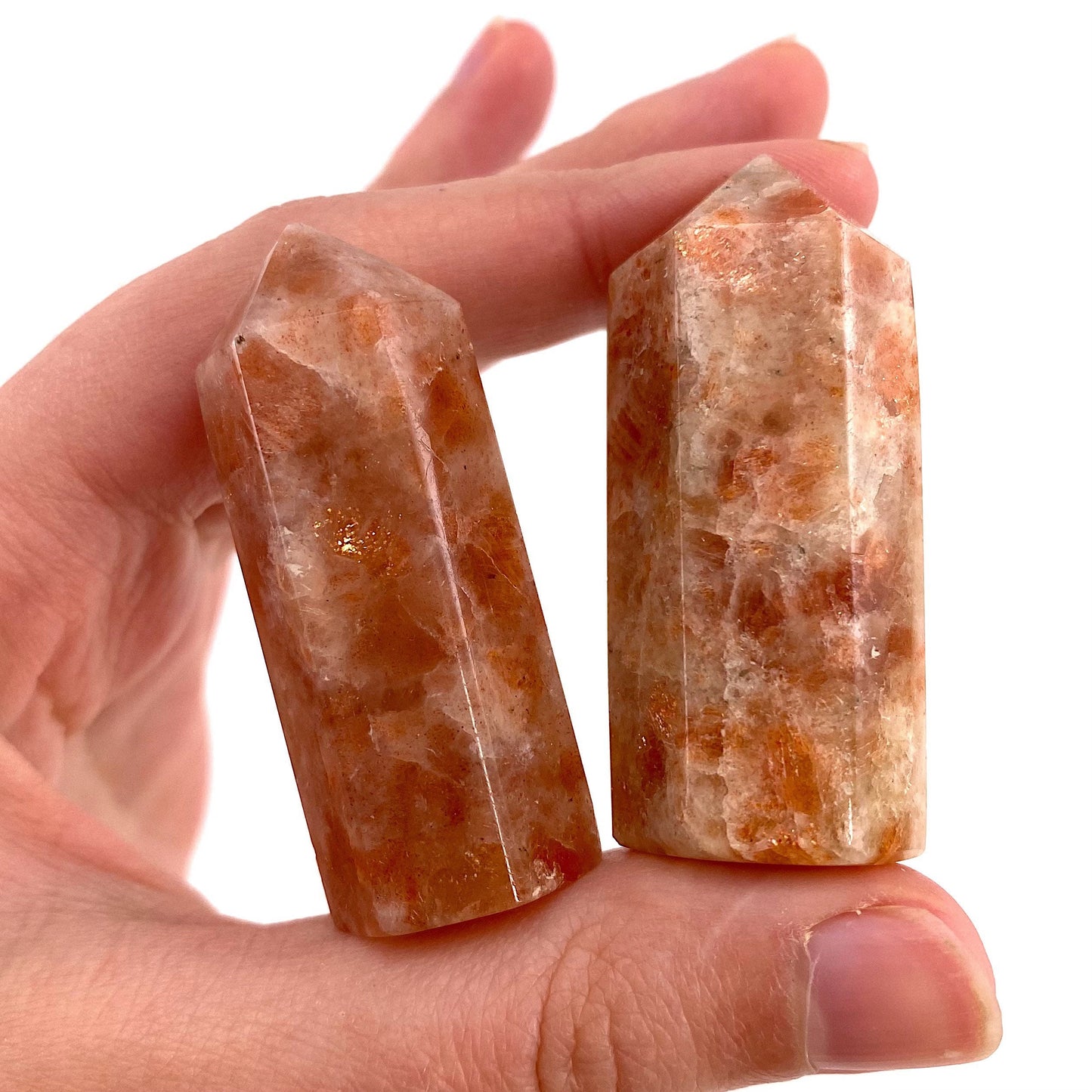 Sunstone Point, orange sunstone point, sunstone mini tower, crystal point, sunstone crystal, flashy sunstone