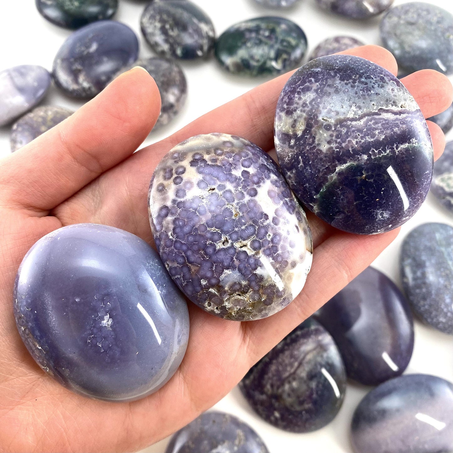 Grape Amethyst Palm Stone | grape agate palmstone, polished grape agate, crystal palm stone, purple chalcedony