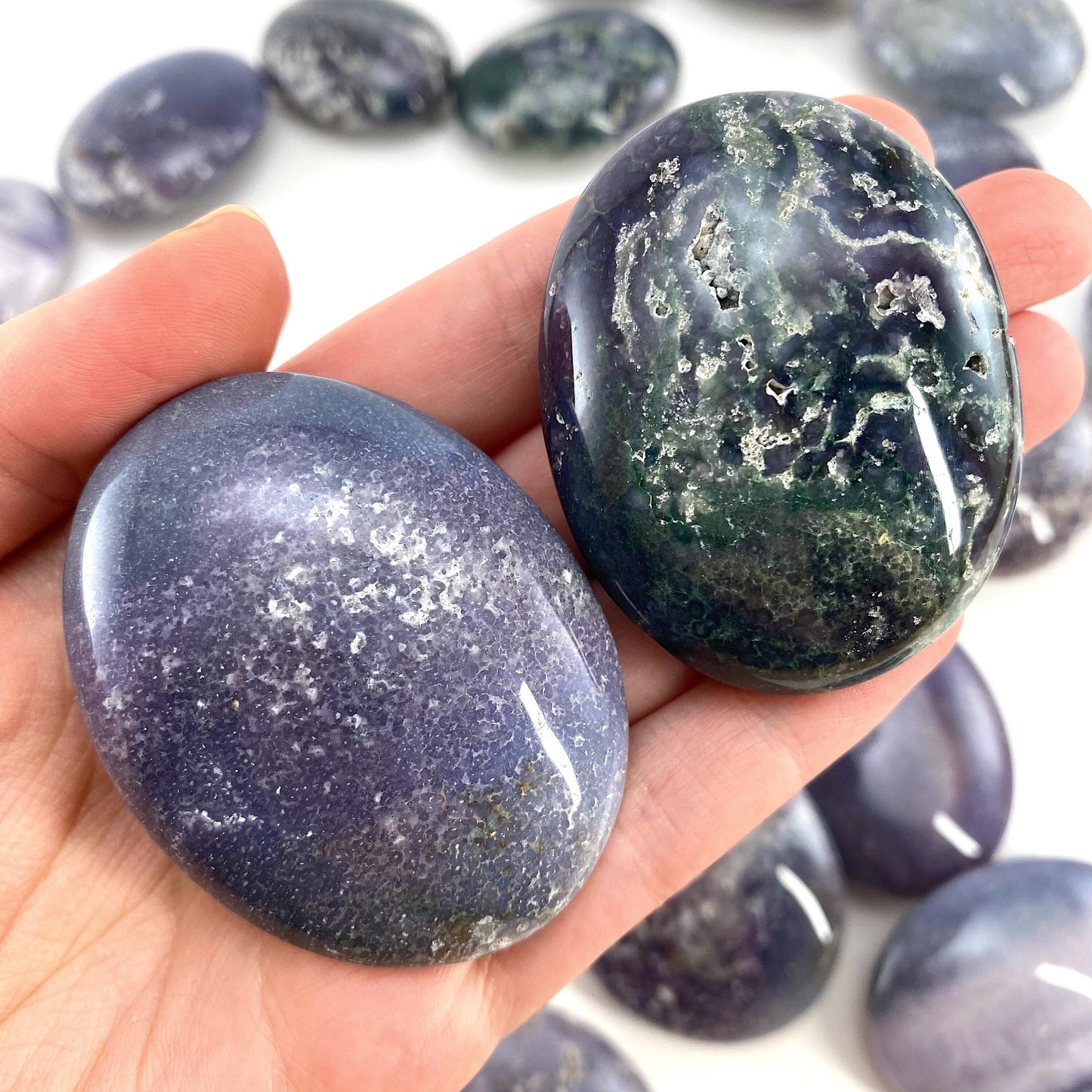 Grape Amethyst Palm Stone | grape agate palmstone, polished grape agate, crystal palm stone, purple chalcedony