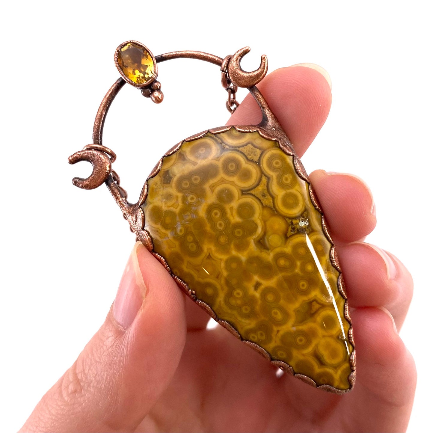 Ocean Jasper & Citrine necklace, ocean jasper pendant, copper necklace, crystal necklace