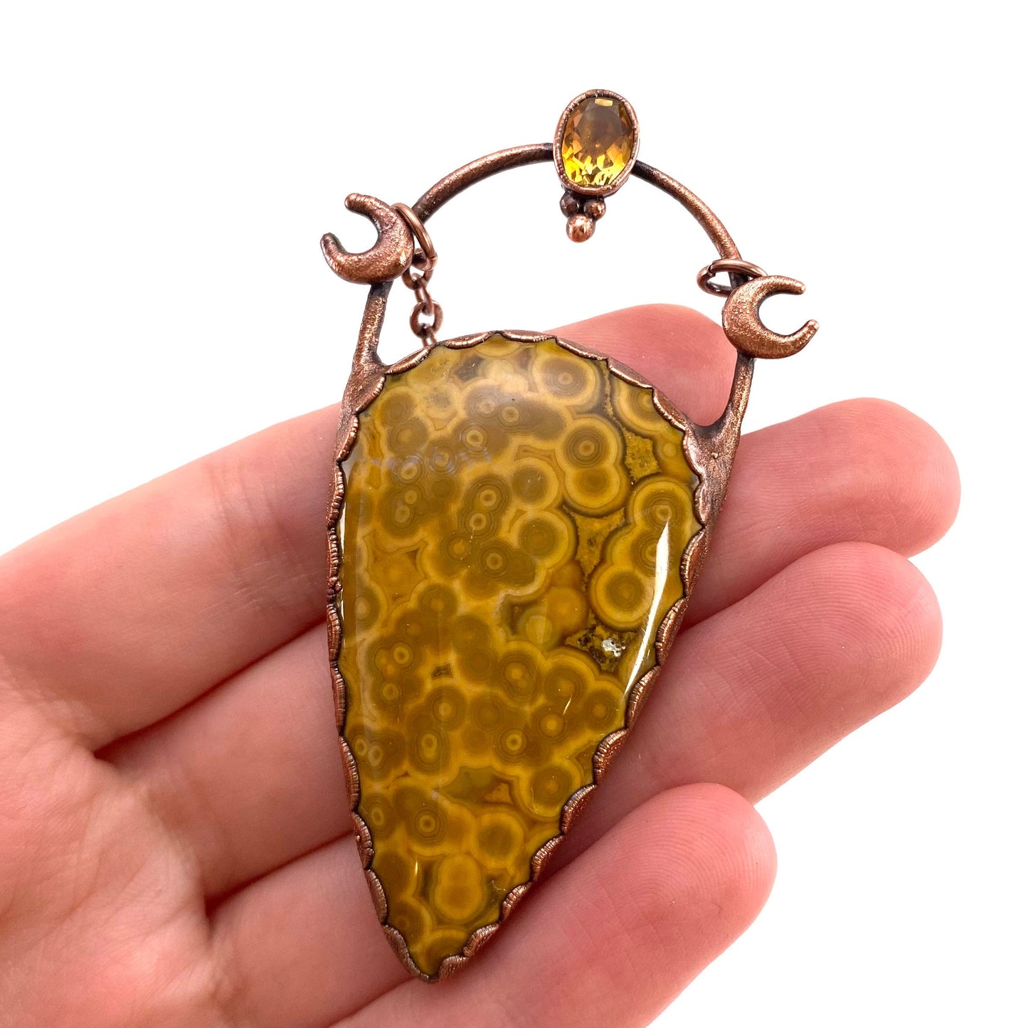 Ocean Jasper & Citrine necklace, ocean jasper pendant, copper necklace, crystal necklace