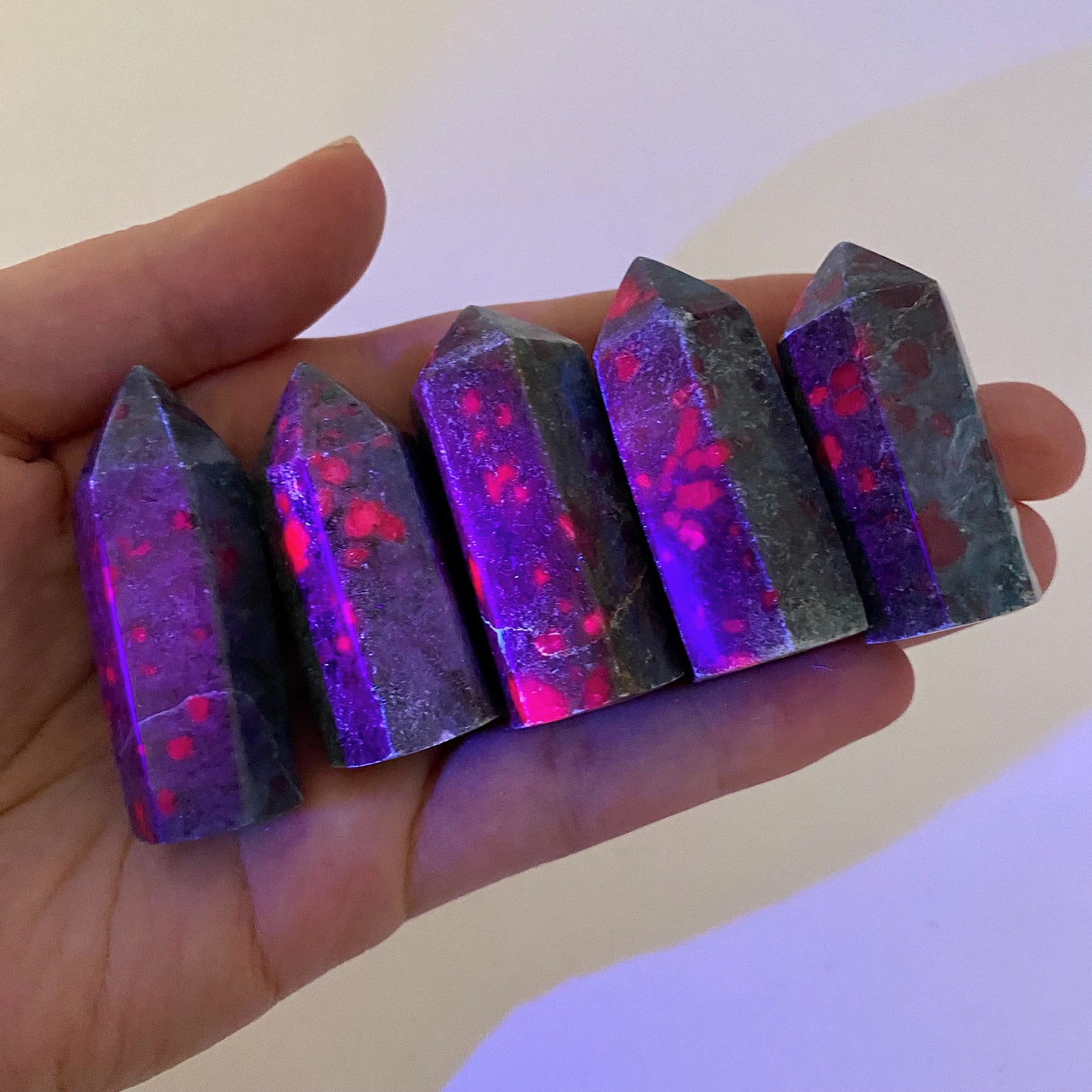 Ruby in Kyanite Point (UV reactive) | Ruby Kyanite tower, crystal point, ruby in kyanite crystal, polished ruby in kyanite