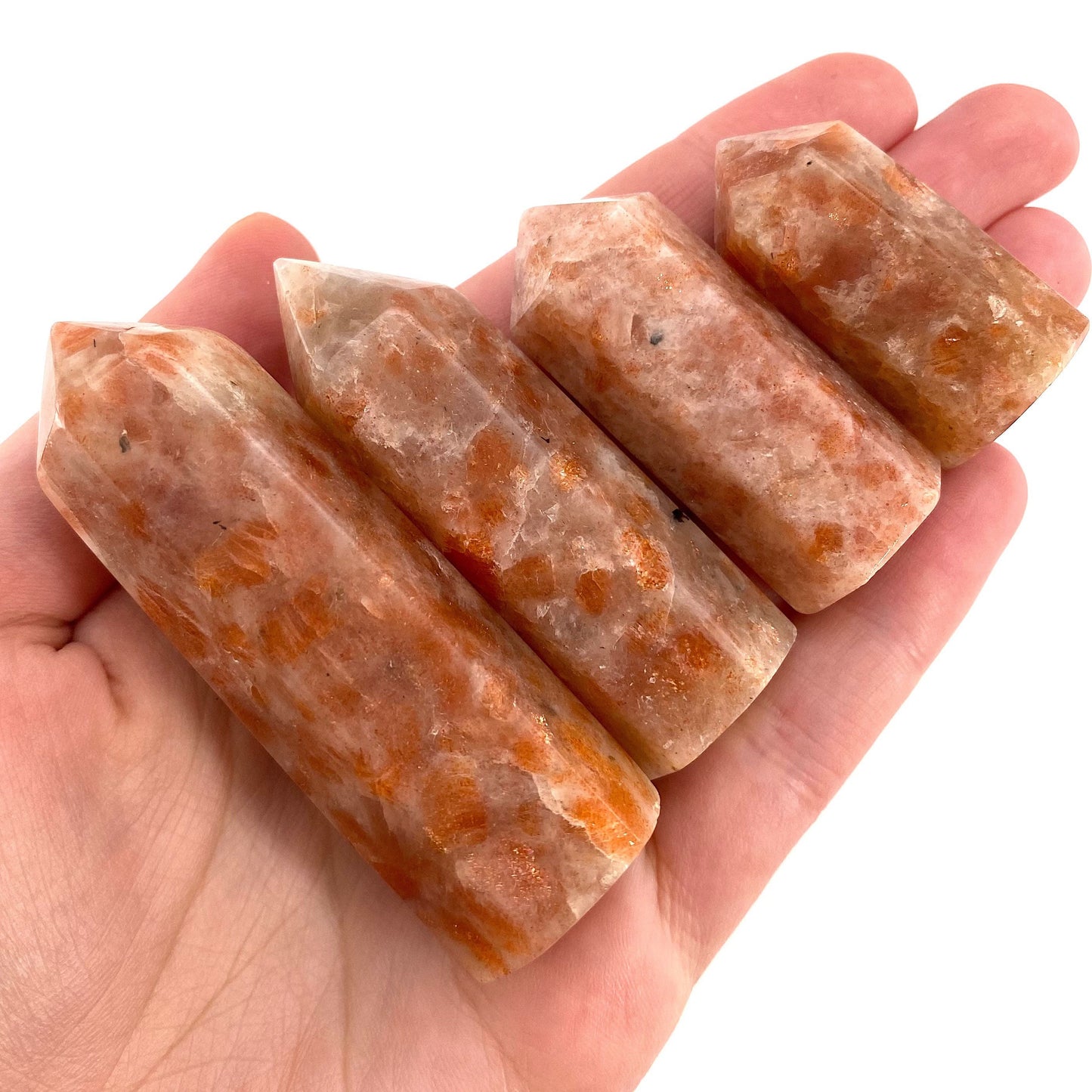 Sunstone Point, orange sunstone point, sunstone mini tower, crystal point, sunstone crystal, flashy sunstone