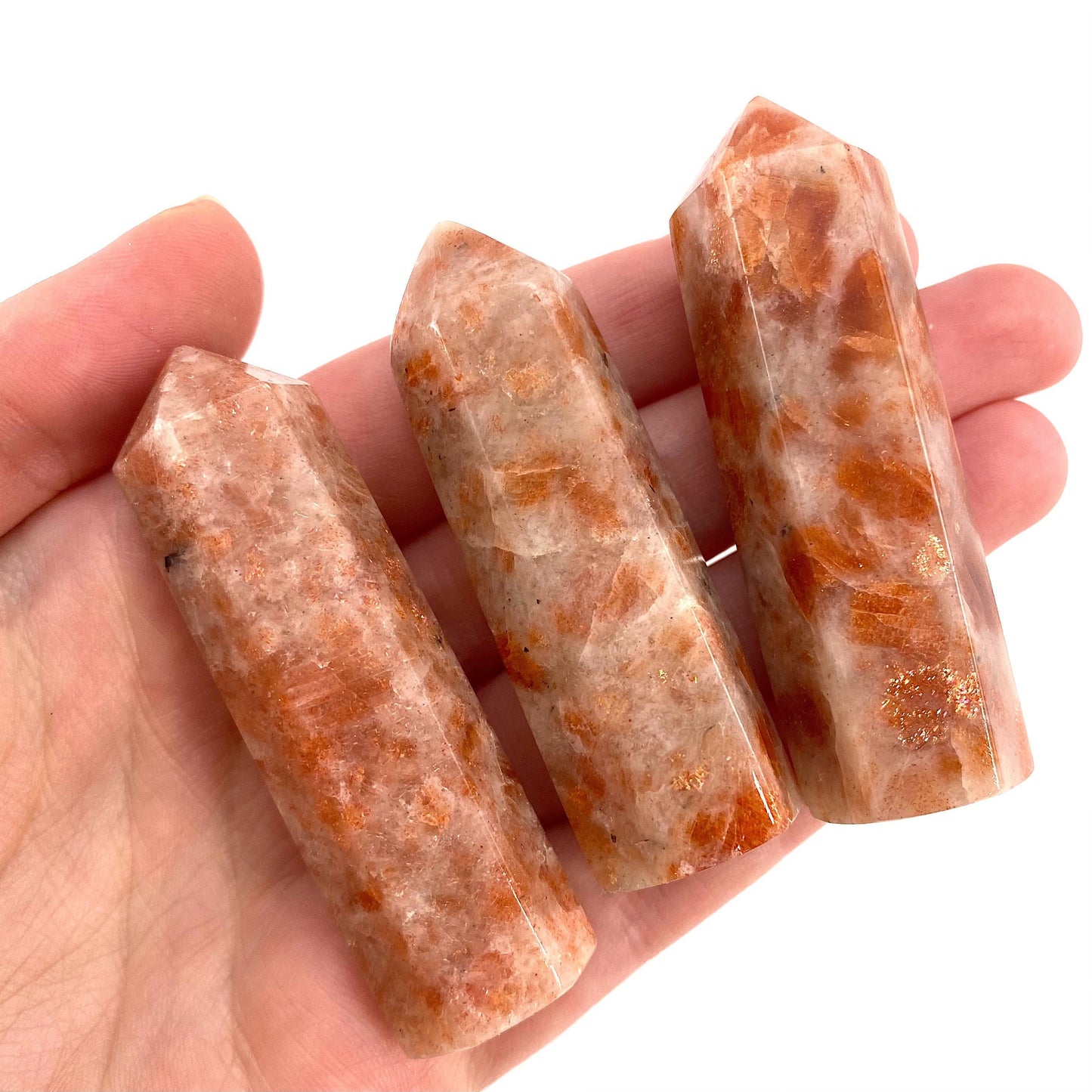 Sunstone Point, orange sunstone point, sunstone mini tower, crystal point, sunstone crystal, flashy sunstone