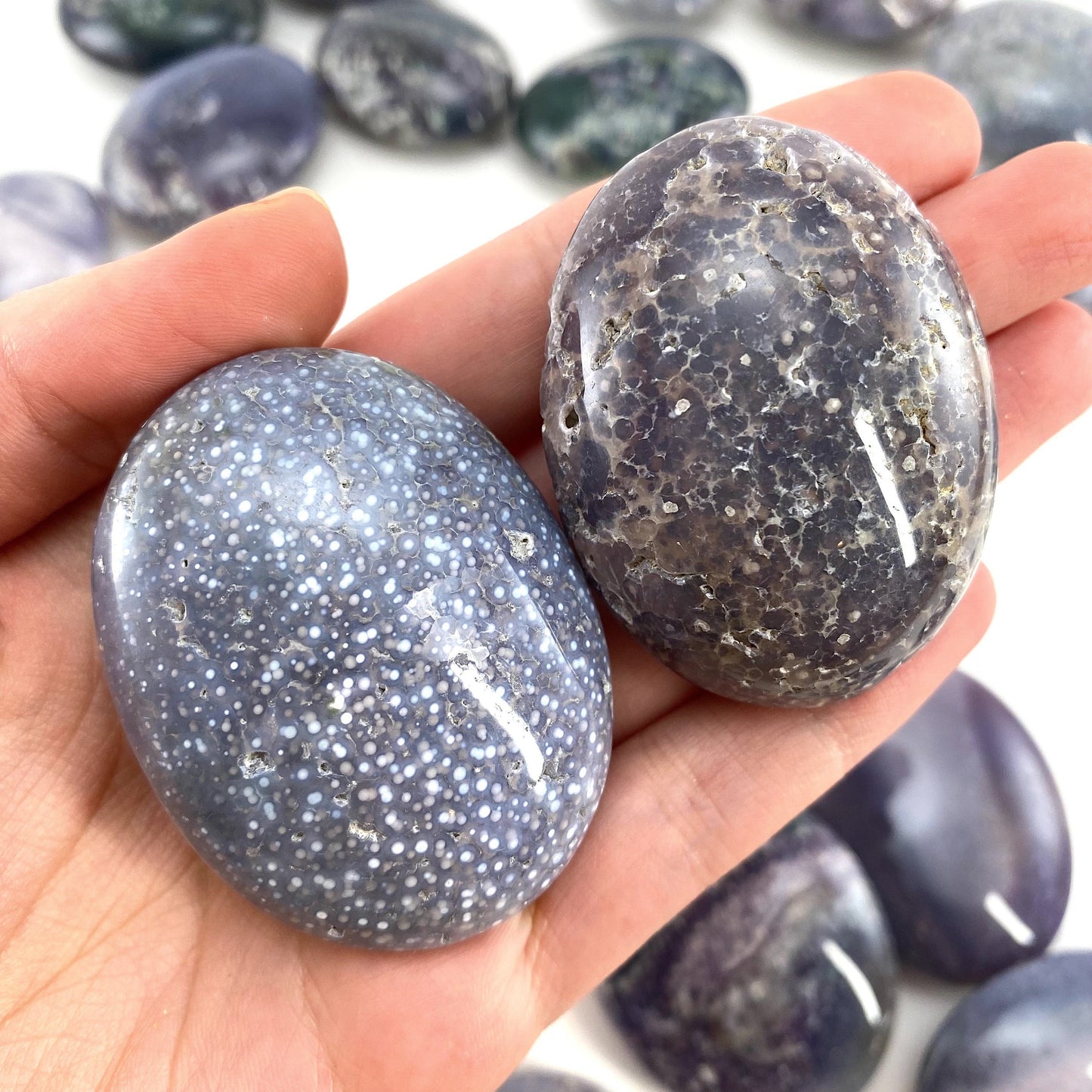 Grape Amethyst Palm Stone | grape agate palmstone, polished grape agate, crystal palm stone, purple chalcedony