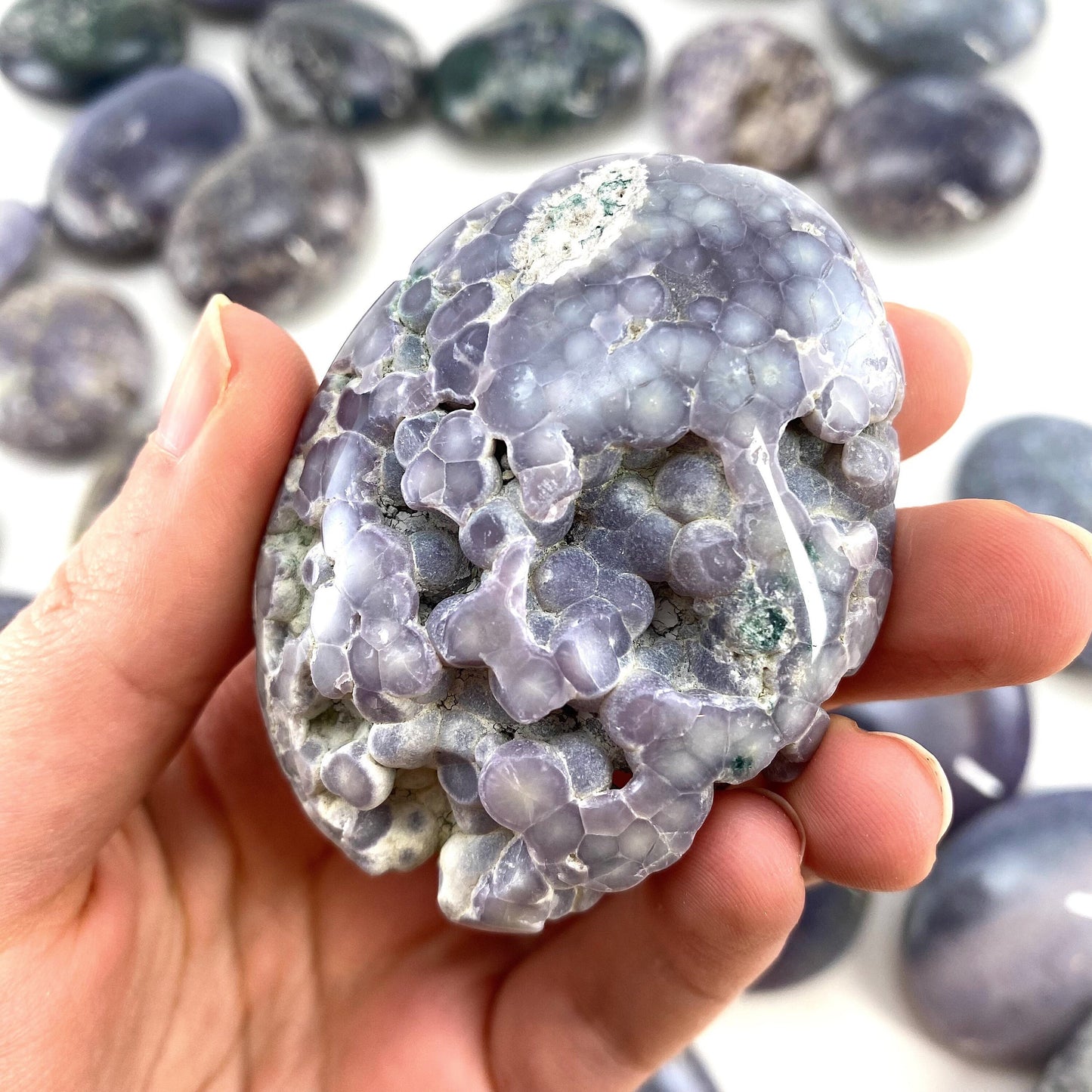 Grape Amethyst Palm Stone | grape agate palmstone, polished grape agate, crystal palm stone, purple chalcedony