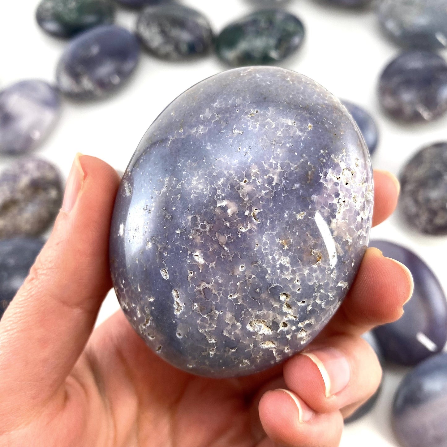 Grape Amethyst Palm Stone | grape agate palmstone, polished grape agate, crystal palm stone, purple chalcedony