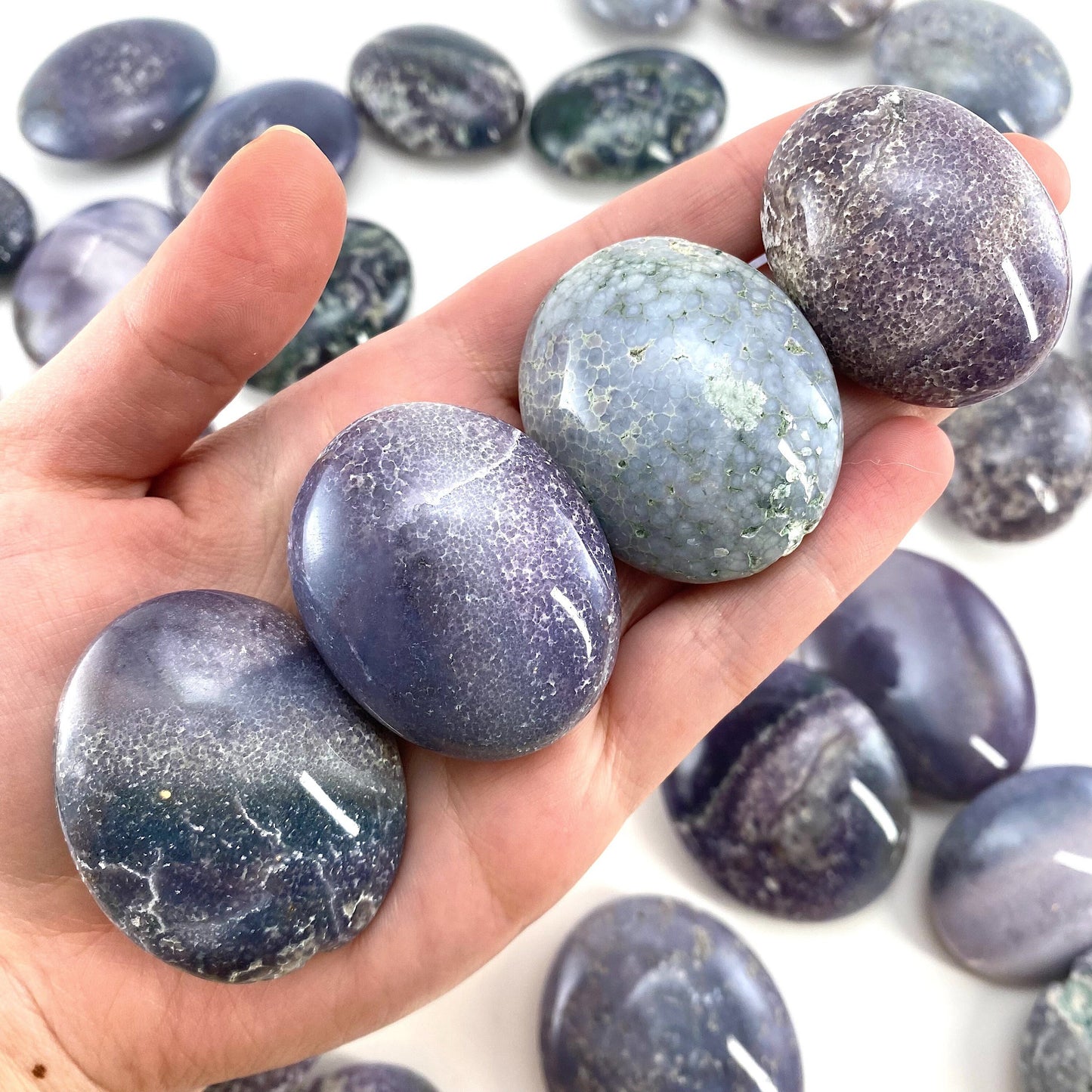 Grape Amethyst Palm Stone | grape agate palmstone, polished grape agate, crystal palm stone, purple chalcedony
