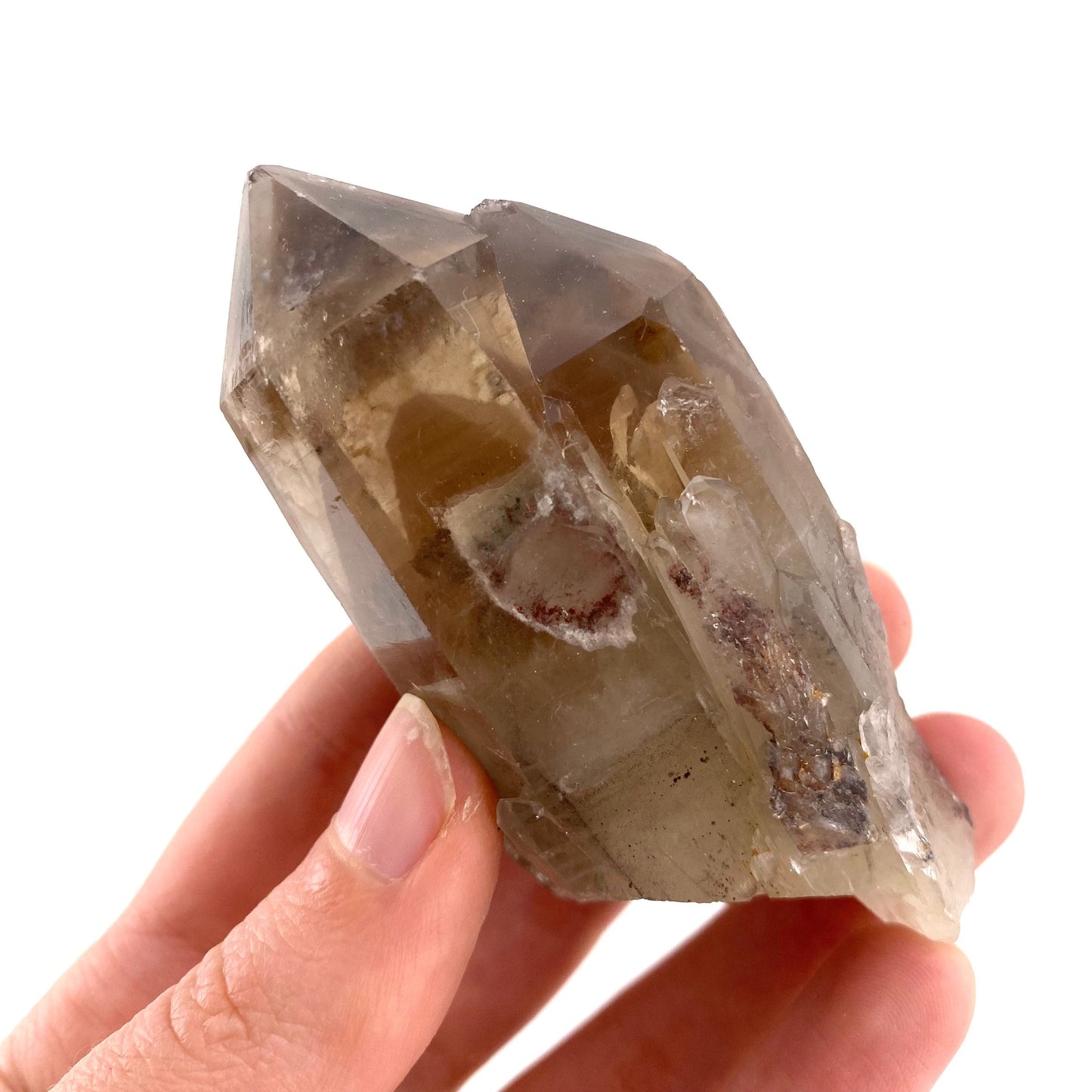 Red Hematite Quartz Cluster (Zimbabwe), quartz crystal, hematite quartz point, red phantom quartz, fire quartz