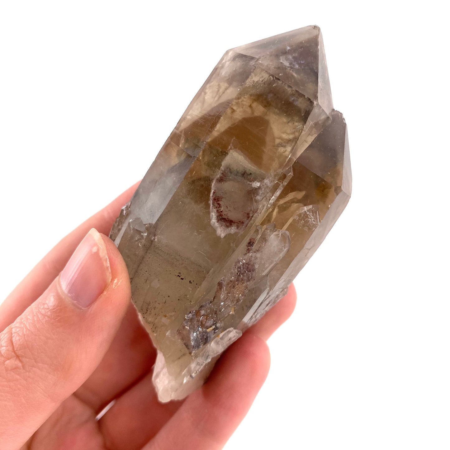 Red Hematite Quartz Cluster (Zimbabwe), quartz crystal, hematite quartz point, red phantom quartz, fire quartz