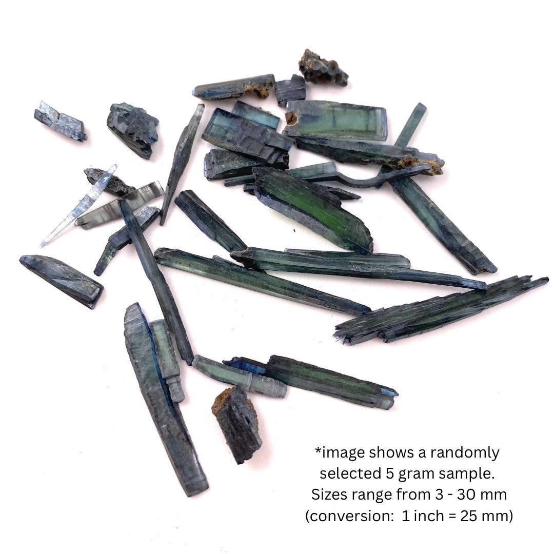 5 Grams of Mini Vivianite Blades (Brazil) | raw vivianite, natural vivianite, green vivianite, mineral specimen