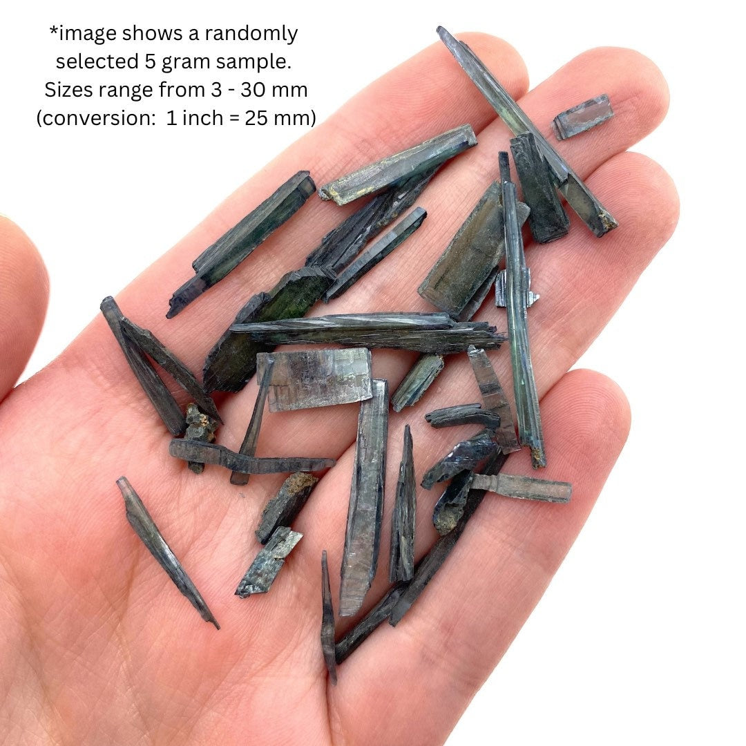 5 Grams of Mini Vivianite Blades (Brazil) | raw vivianite, natural vivianite, green vivianite, mineral specimen