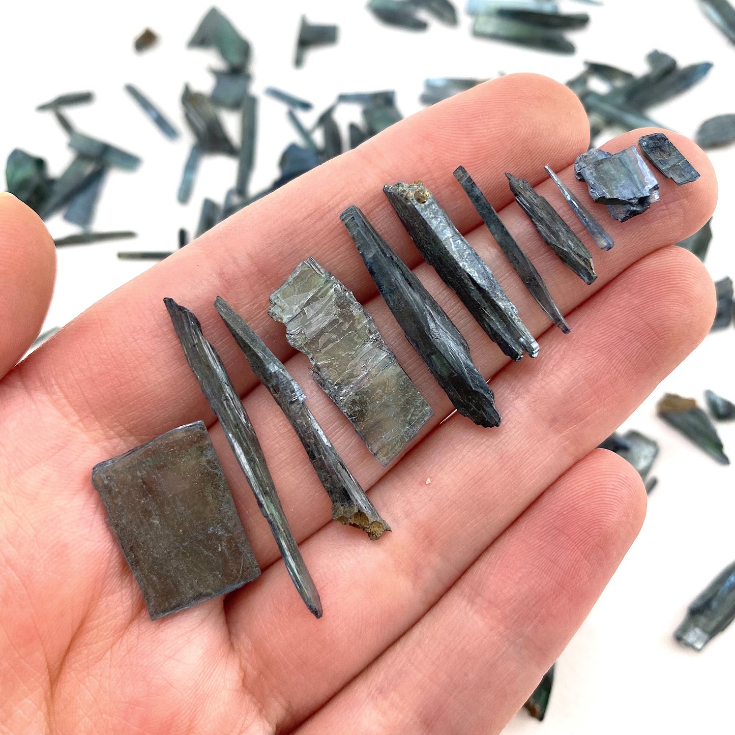5 Grams of Mini Vivianite Blades (Brazil) | raw vivianite, natural vivianite, green vivianite, mineral specimen