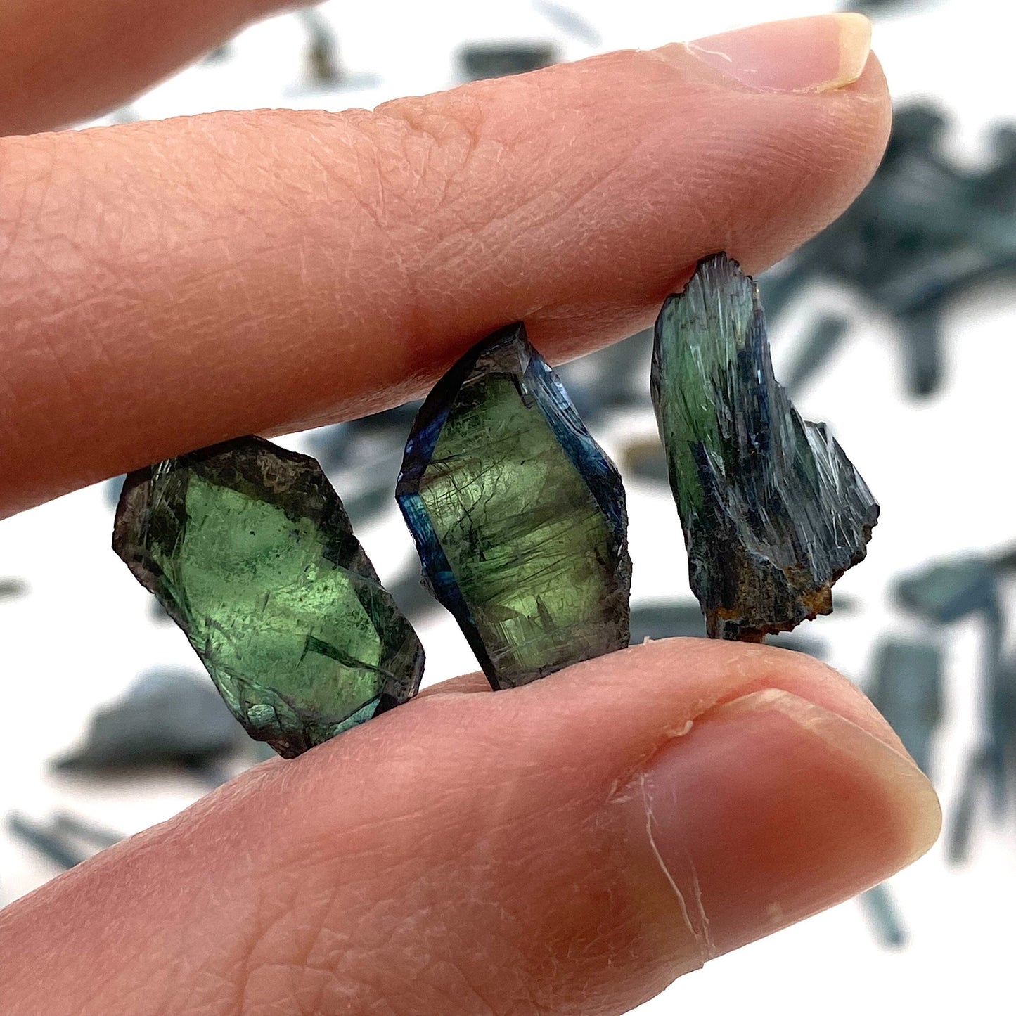 5 Grams of Mini Vivianite Blades (Brazil) | raw vivianite, natural vivianite, green vivianite, mineral specimen