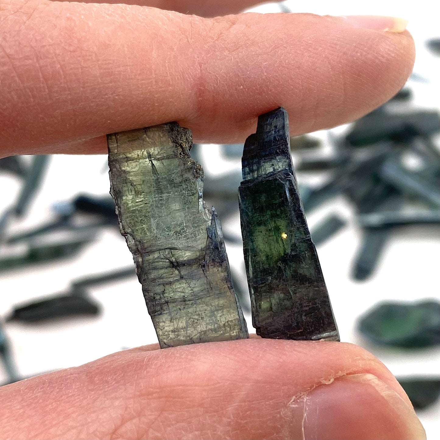 5 Grams of Mini Vivianite Blades (Brazil) | raw vivianite, natural vivianite, green vivianite, mineral specimen