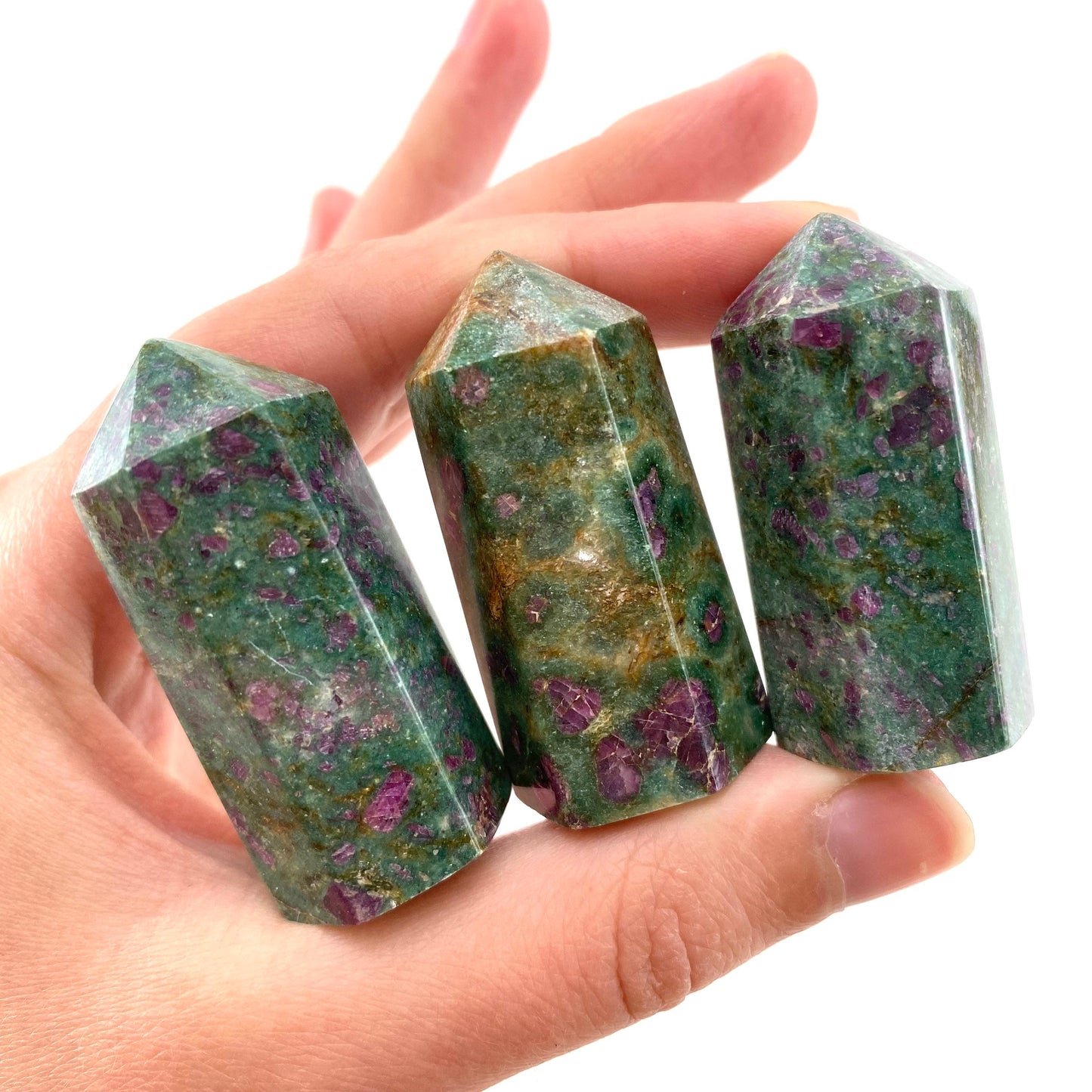 Ruby in Fuchsite Point, ruby fuchsite tower, crystal point, ruby fuchsite crystal, crystal tower