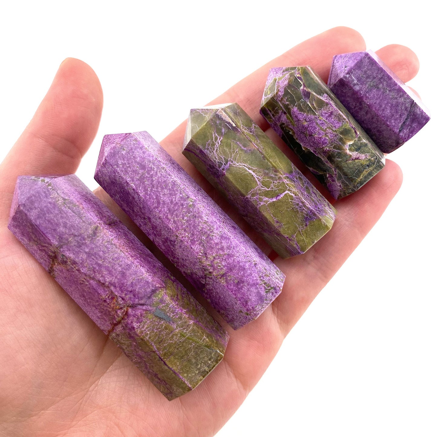 Stichtite & Serpentine Point | stichtite tower, crystal point, atlantisite point, Stichtite in serpentine