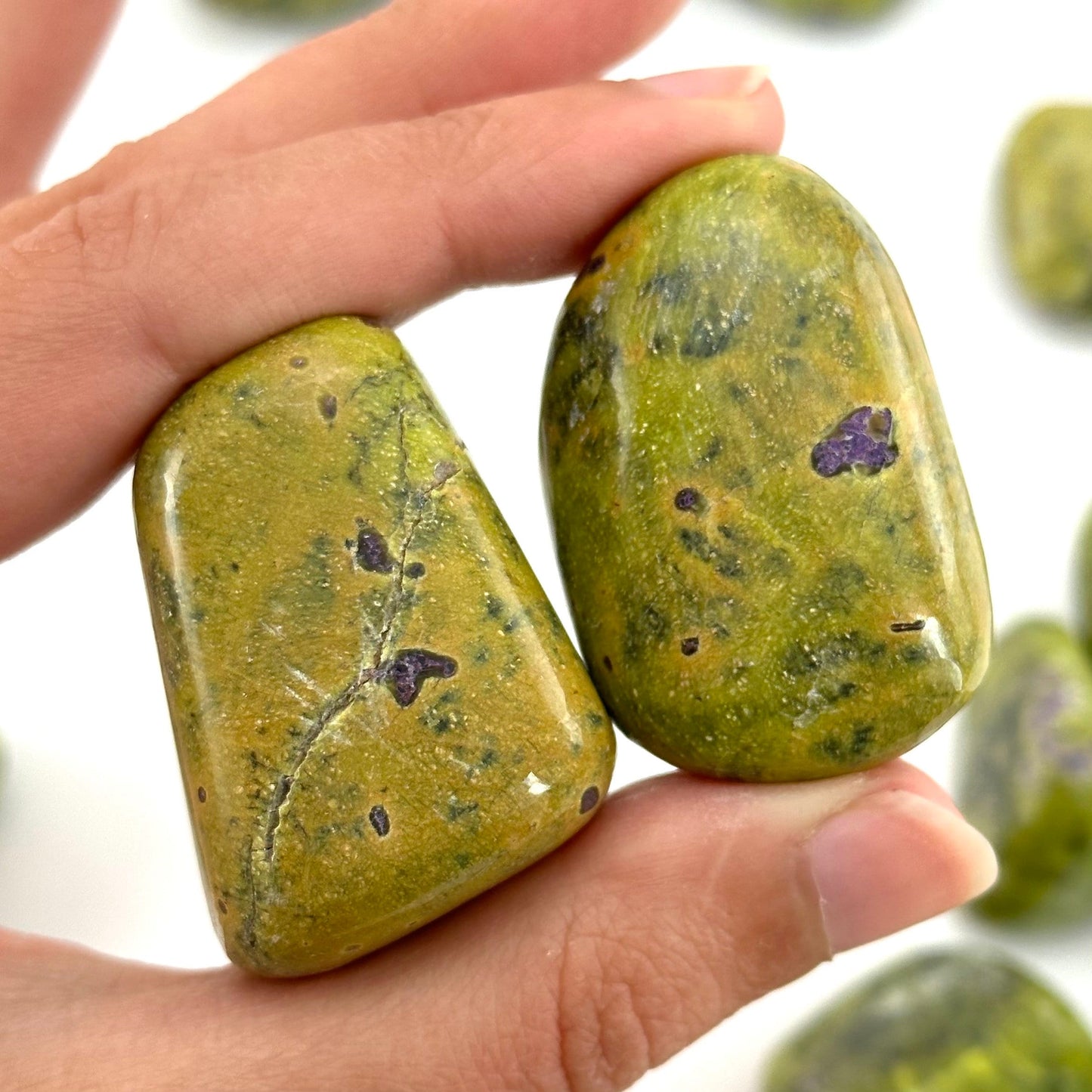 ONE Atlantisite Tumble (South Africa) | stichtite with serpentine, atlantisite, tumbled crystals, tumbled stichtite, stichtite in serpentine