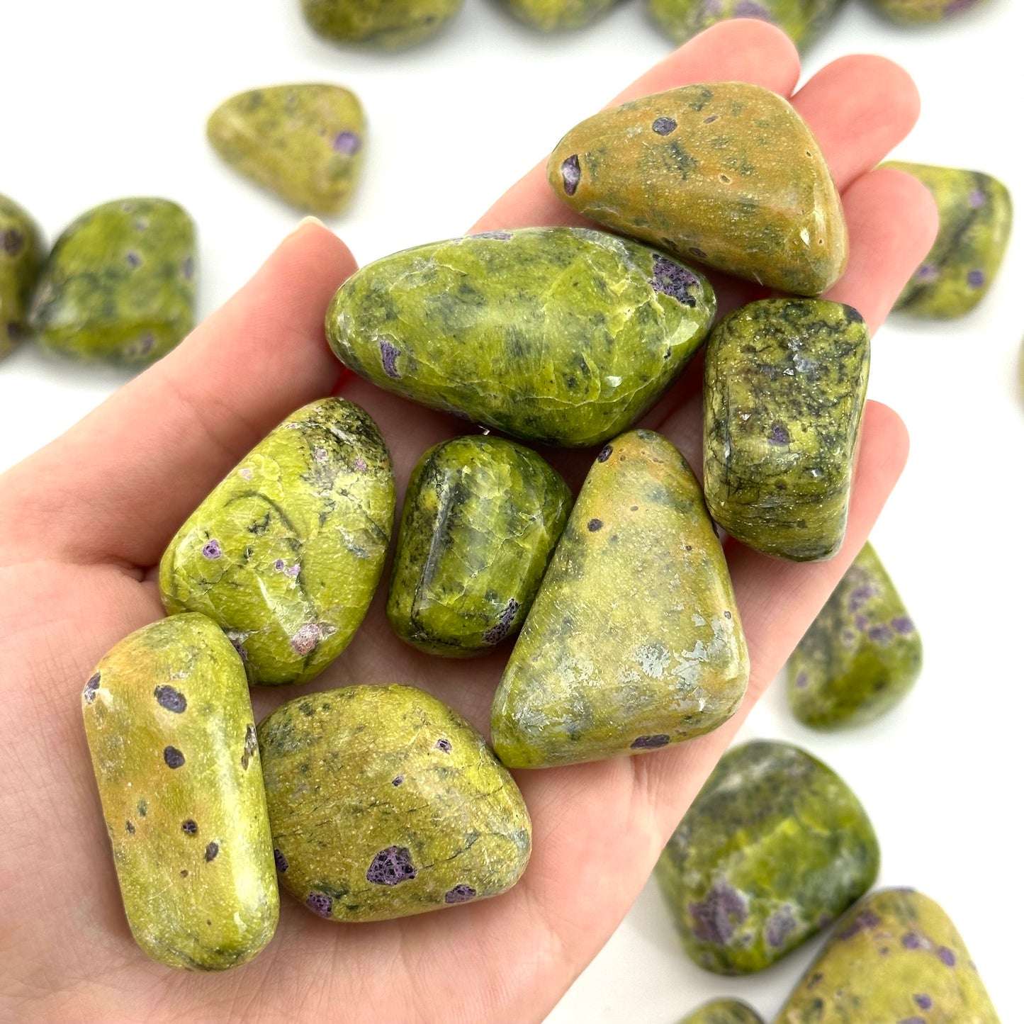 ONE Atlantisite Tumble (South Africa) | stichtite with serpentine, atlantisite, tumbled crystals, tumbled stichtite, stichtite in serpentine