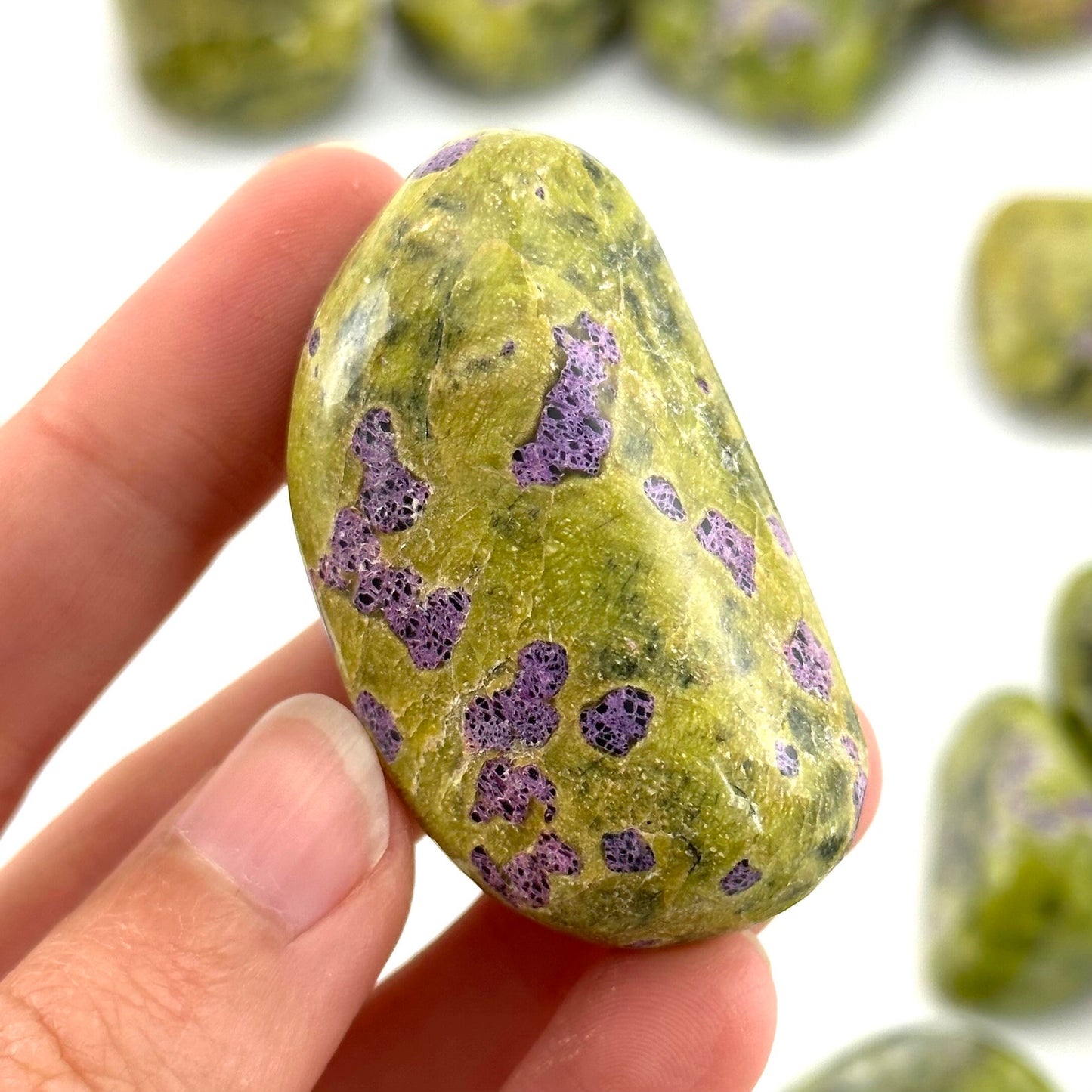 ONE Atlantisite Tumble (South Africa) | stichtite with serpentine, atlantisite, tumbled crystals, tumbled stichtite, stichtite in serpentine