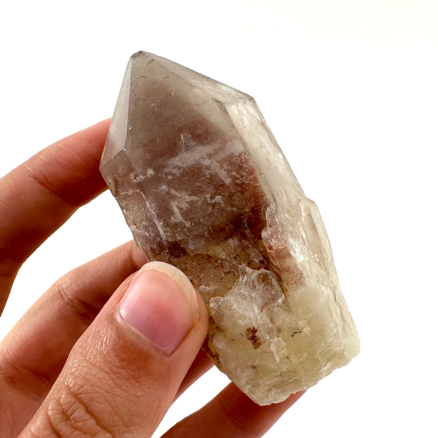 Red Hematite Quartz Cluster (Zimbabwe), quartz crystal, hematite quartz point, red phantom quartz, fire quartz