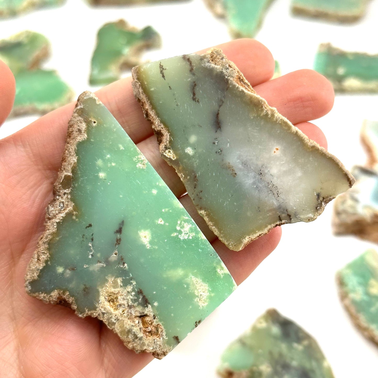 Mint Chrysoprase Slice (Indonesia) | polished green chrysoprase, chrysoprase slice, green chalcedony, mineral specimen