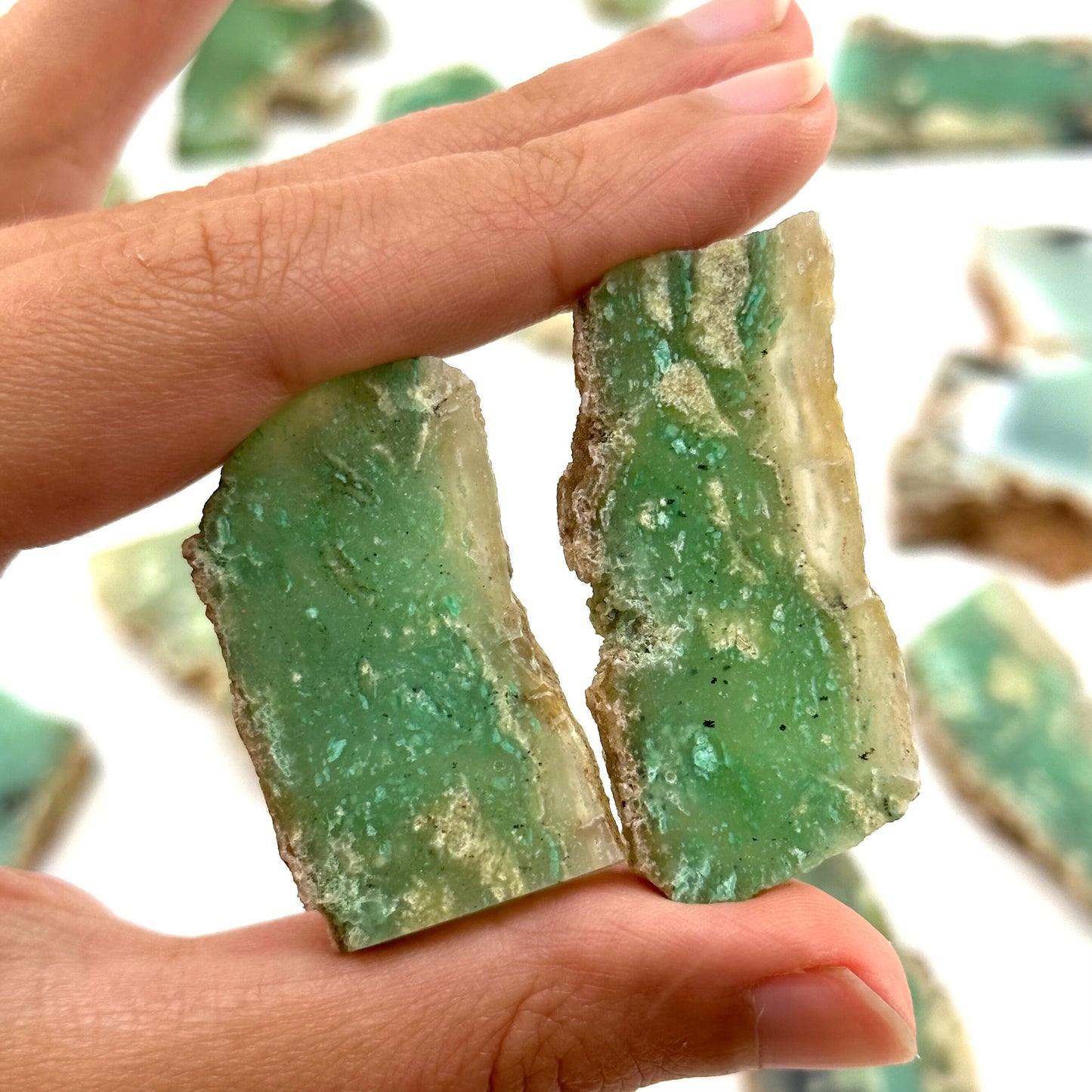Mint Chrysoprase Slice (Indonesia) | polished green chrysoprase, chrysoprase slice, green chalcedony, mineral specimen