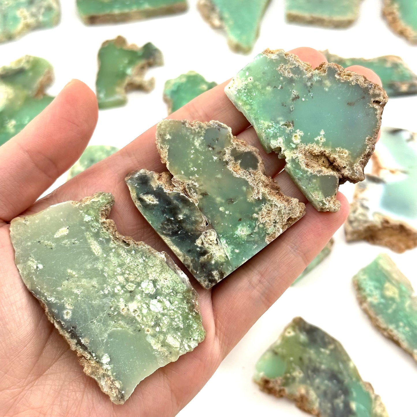 Mint Chrysoprase Slice (Indonesia) | polished green chrysoprase, chrysoprase slice, green chalcedony, mineral specimen